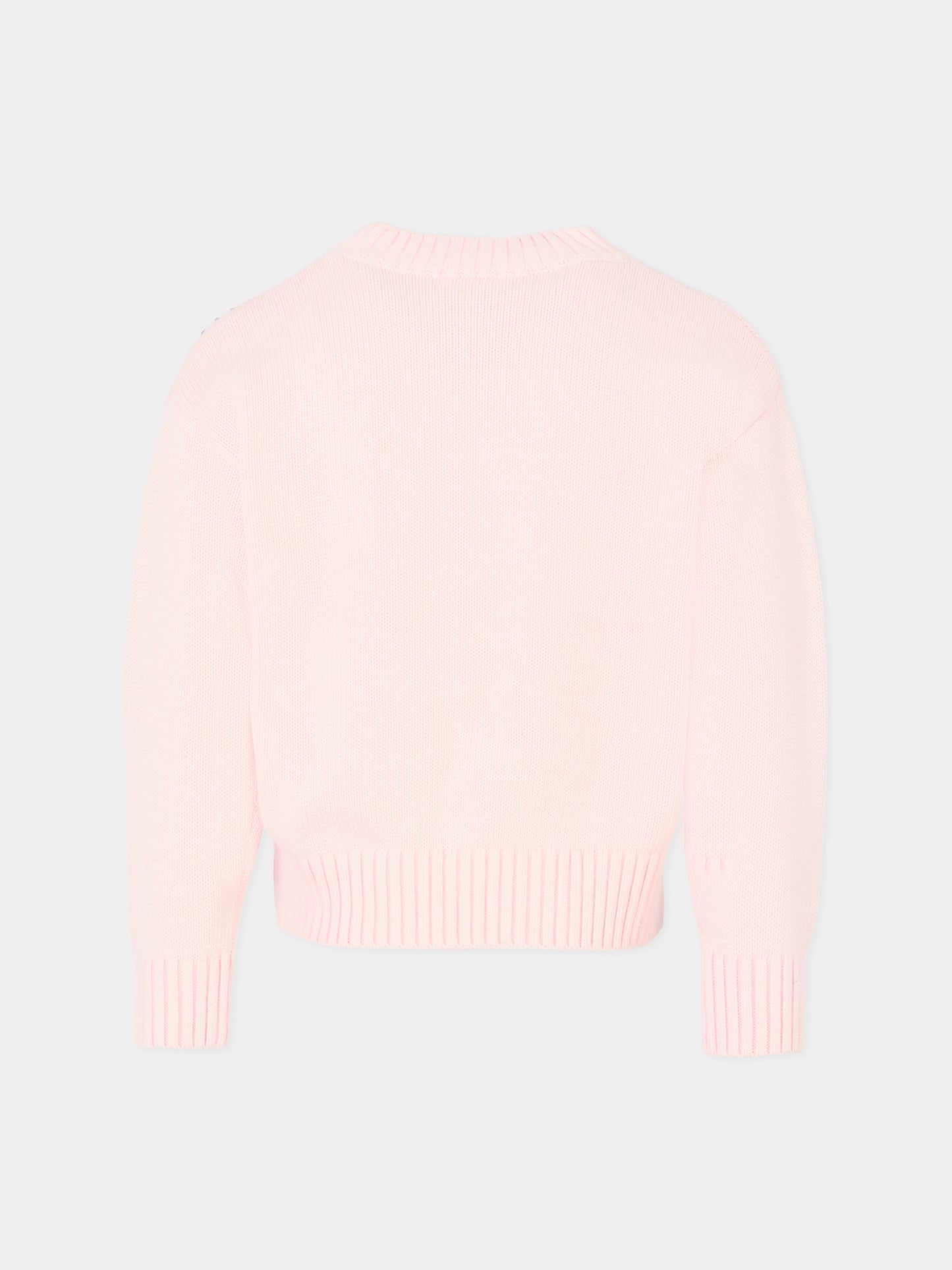 Maglione rosa per bambina con cuore e strass,Billieblush,U20464 44L