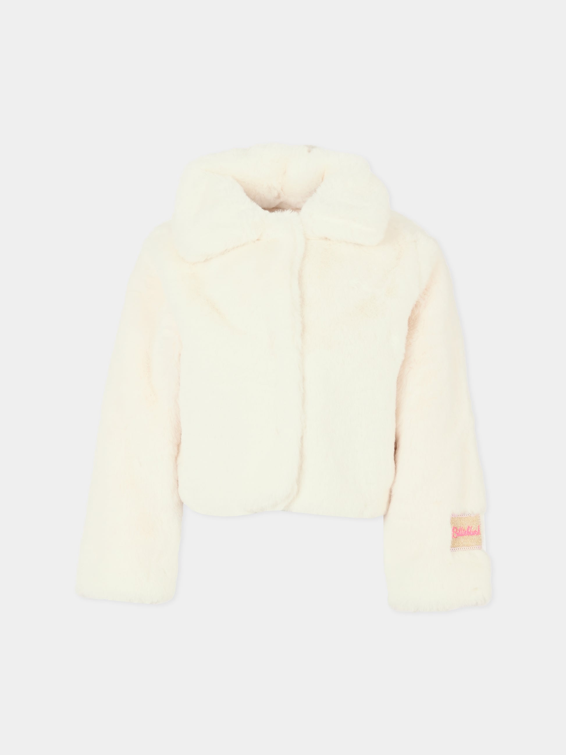 Ecopelliccia avorio per bambina con patch,Billieblush,U20545 121