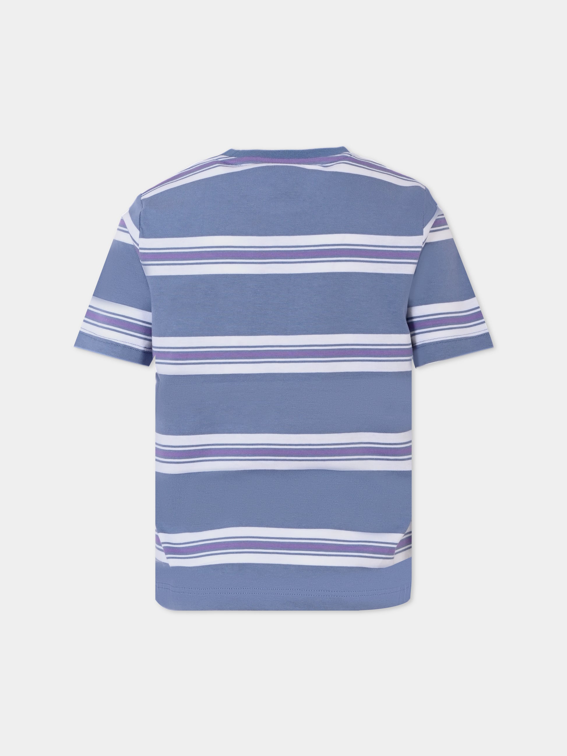 T-shirt celeste per bambino con logo,Boss,J51207 049
