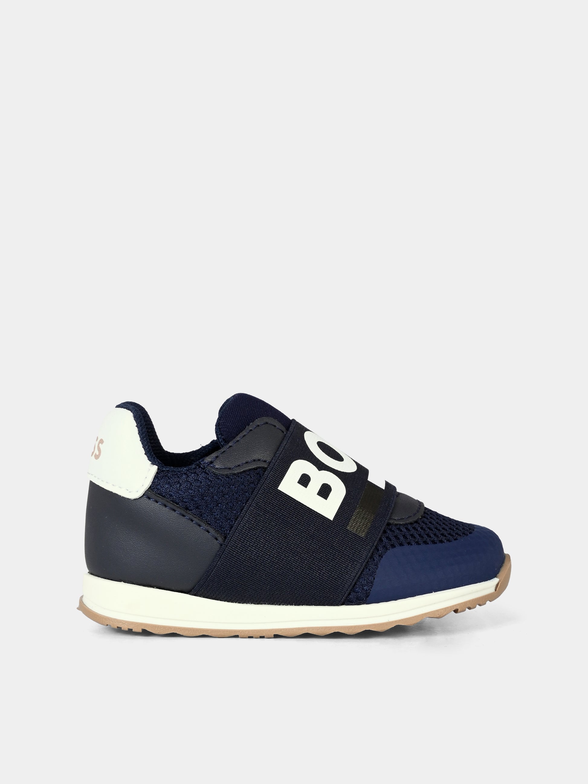 Sneakers blu per neonato e bambino con logo,Boss,J51335 849