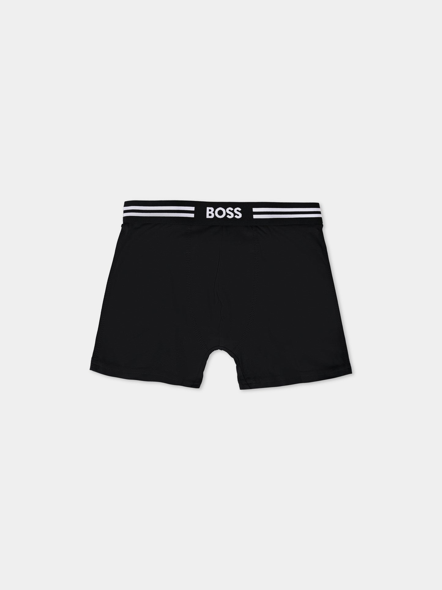 Set boxer nero per bambino con logo,Boss,J51595 A81