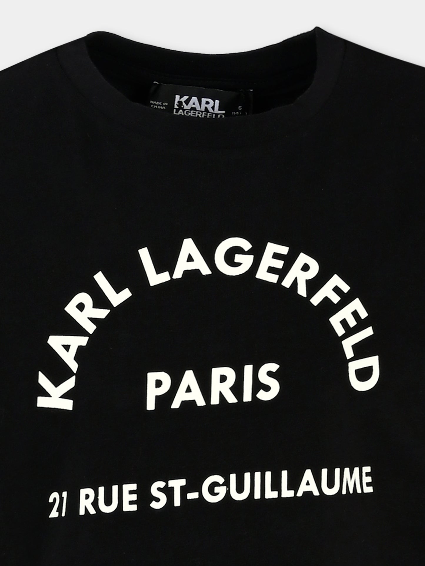 T-shirt nera per bambina con logo,Karl Lagerfeld Kids,Z30205 09B