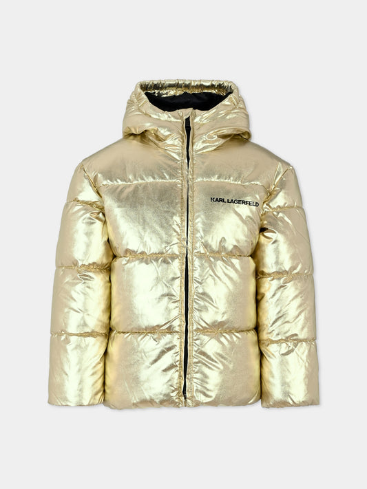 Piumino oro per bambina con logo,Karl Lagerfeld Kids,Z30234 M15