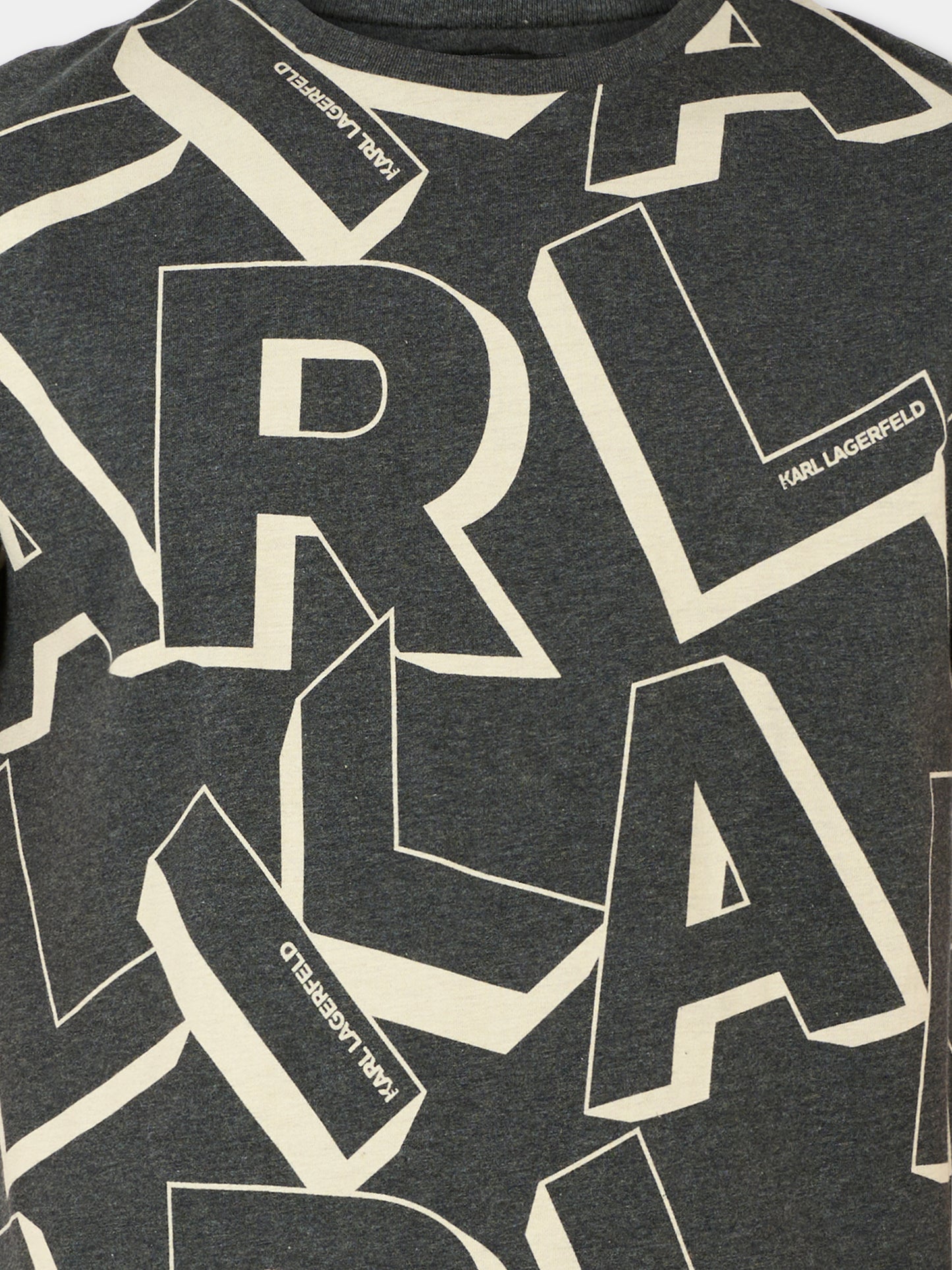 T-shirt grigia per bambino con logo all over,Karl Lagerfeld Kids,Z30244 A82