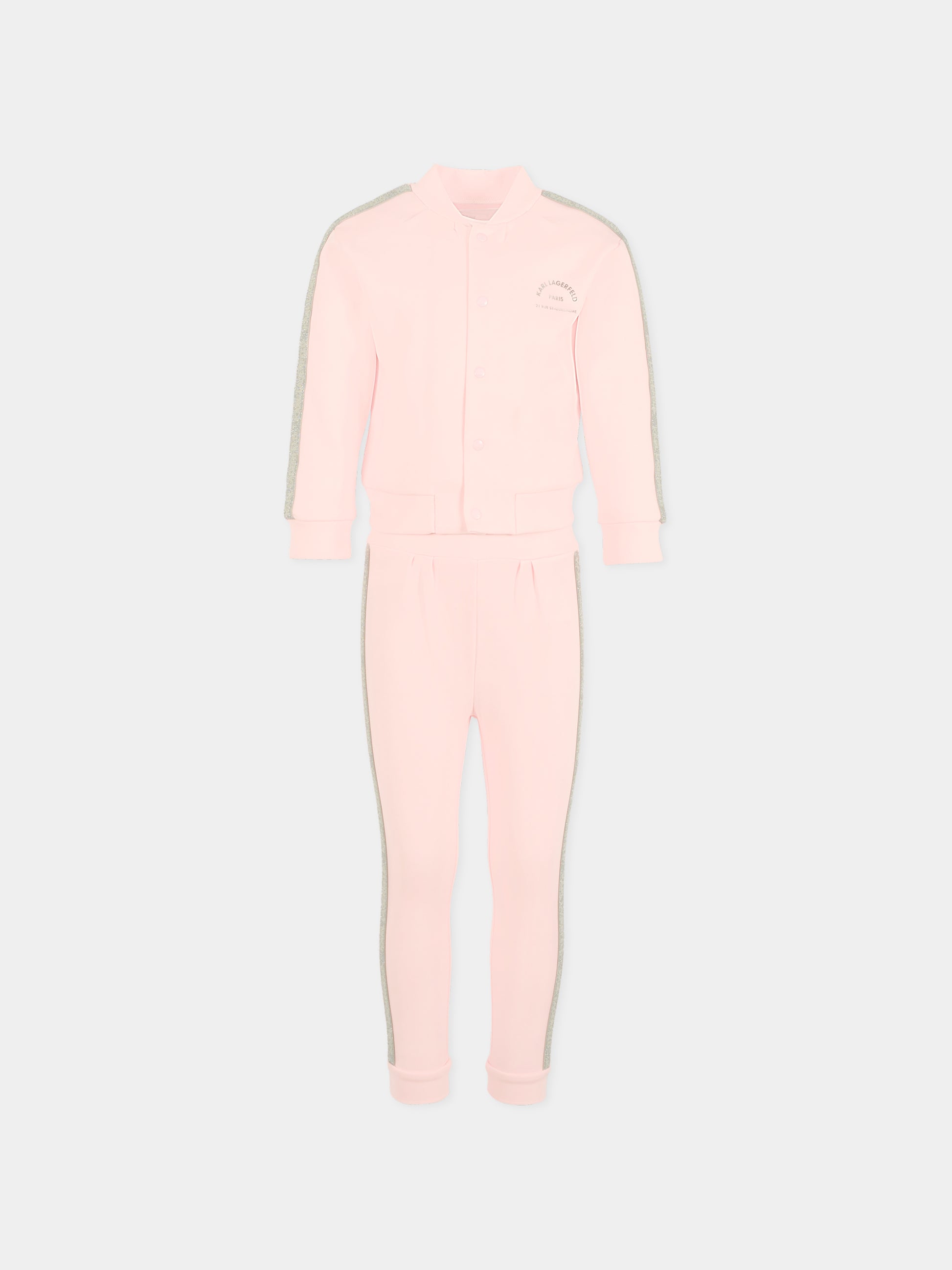 Completo rosa per bambina con stampa Choupette,Karl Lagerfeld Kids,Z30288 475