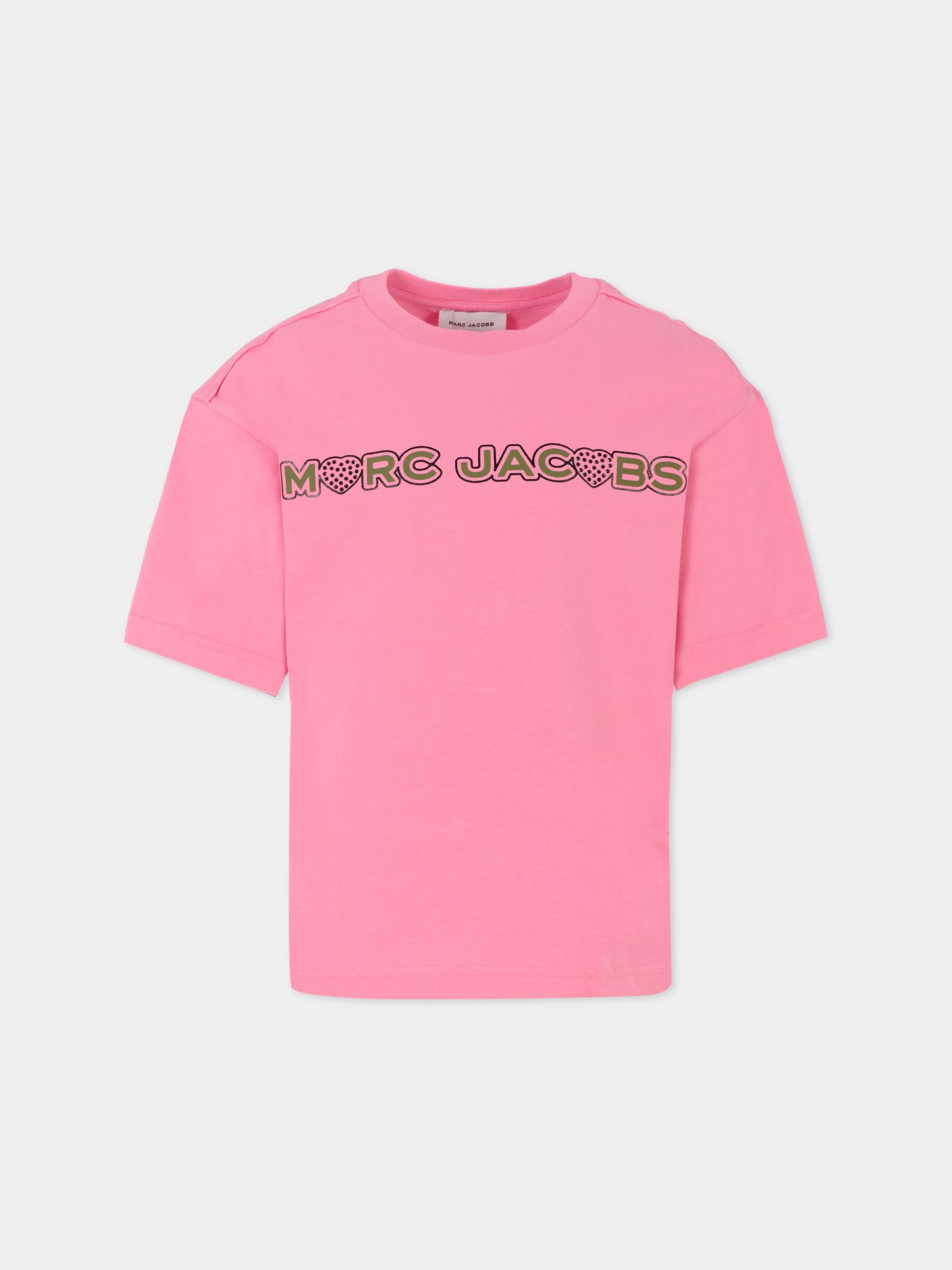 T-shirt rosa per bambina con logo,Marc Jacobs,W60280 490