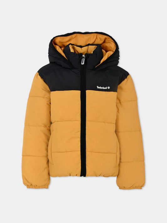Piumino giallo per bambino con logo,Timberland,T60246 589