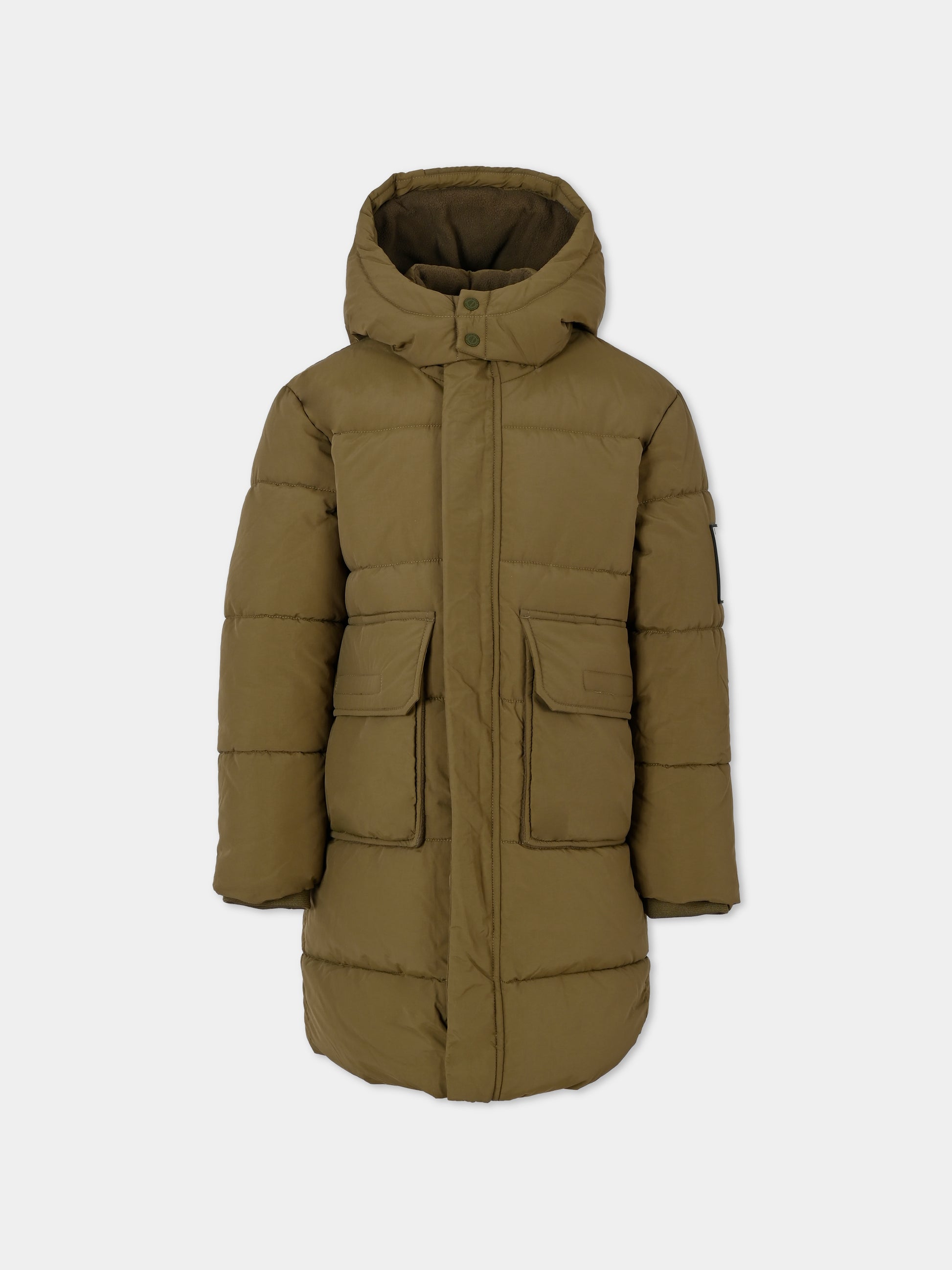 Piumino verde per bambino con patch,Timberland,T60281 64J