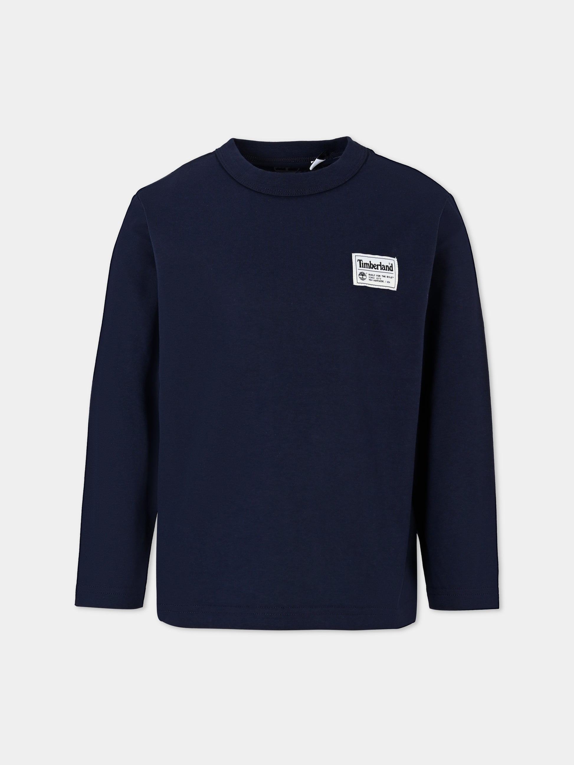 T-shirt blu per bambino con logo,Timberland,T60303 83D