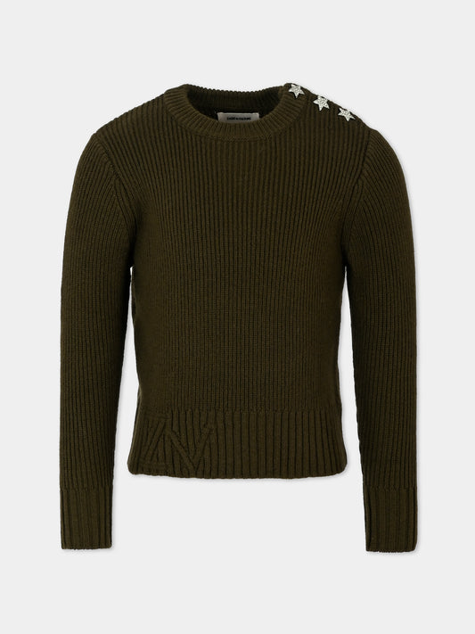 Maglione verde per bambina con stelle,Zadig & Voltaire Kids,X60216 637