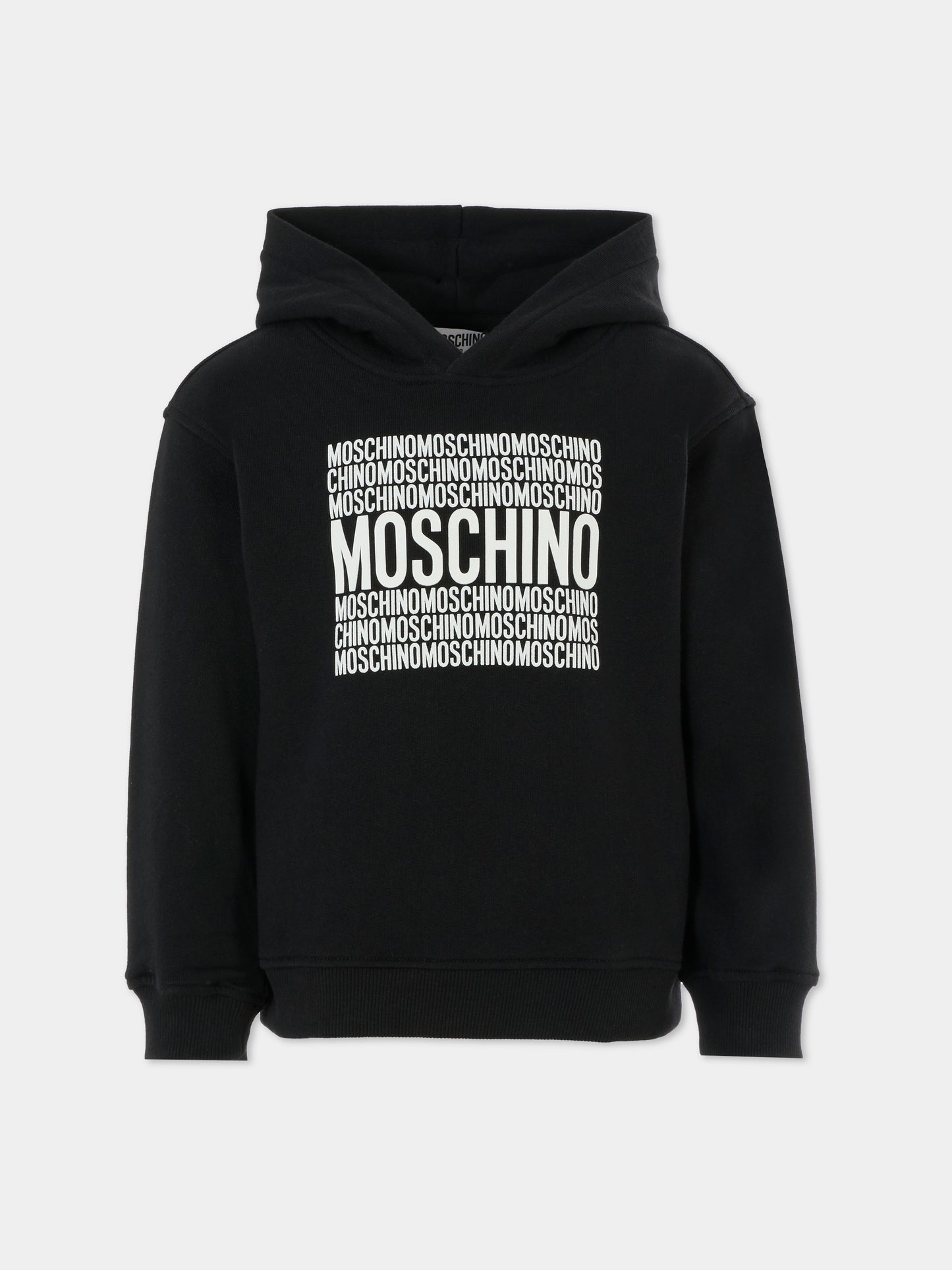Felpa nera per bambini con logo,Moschino Kids,HUF08T LCA74 60100