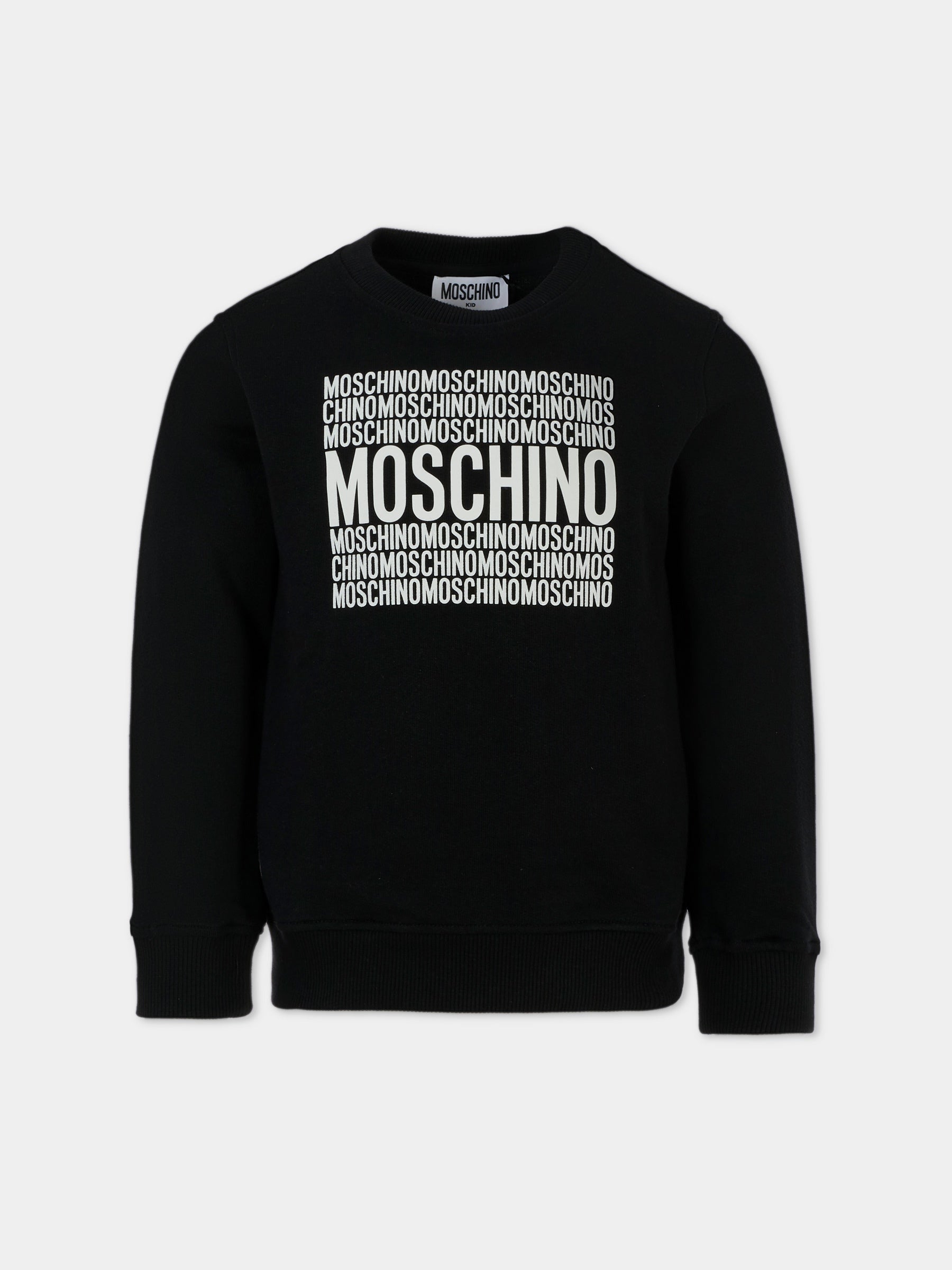 Felpa nera per bambini con logo,Moschino Kids,HUF08Z LCA74 60100