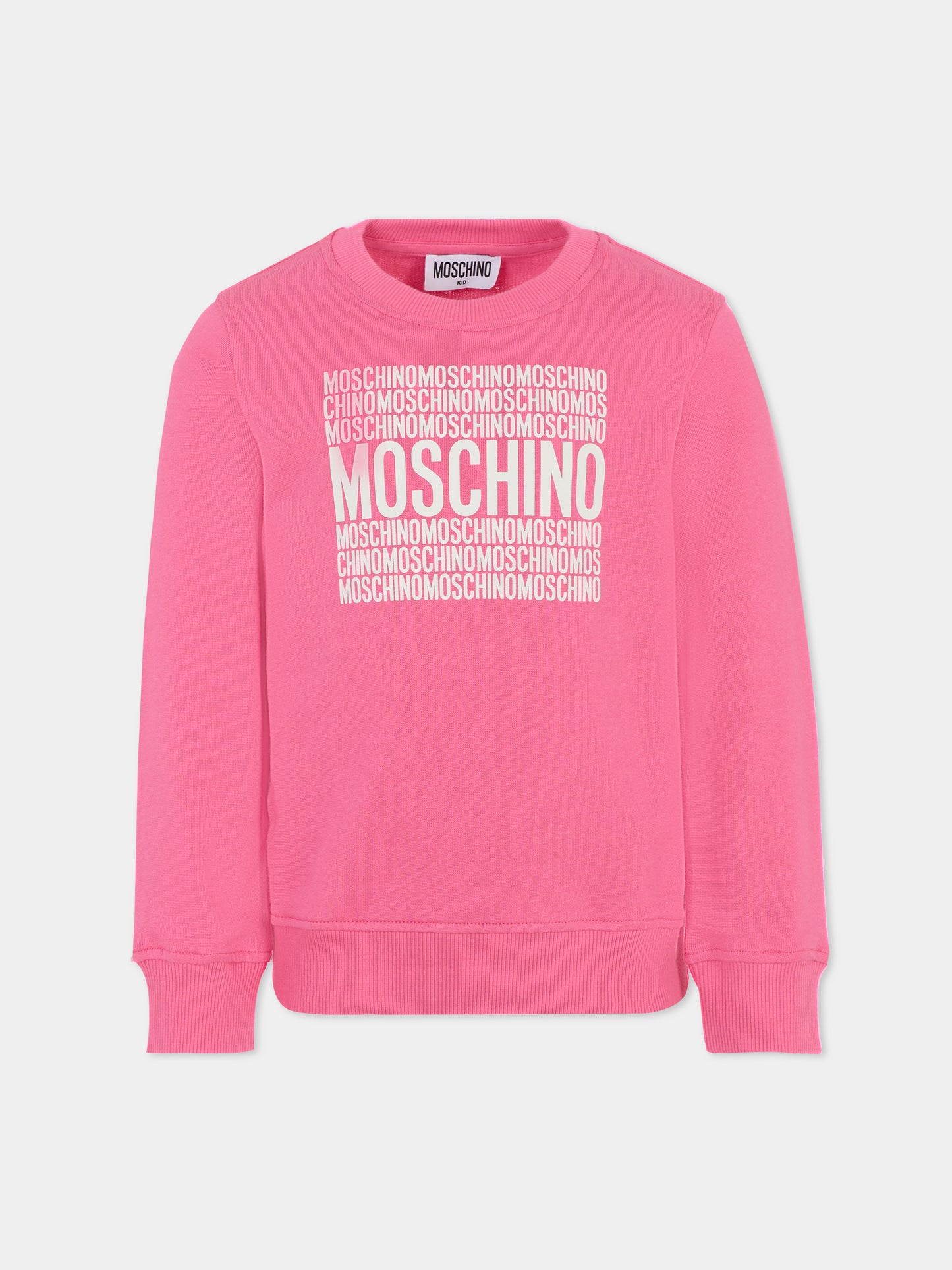 Felpa fucsia per bambina con logo,Moschino Kids,HUF08Z LCA74 50533