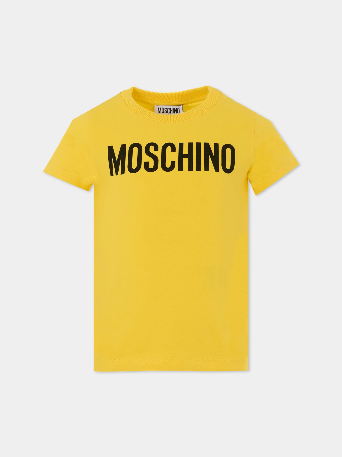 T-shirt gialla per bambini con logo,Moschino Kids,HUM05C LBA10 50577
