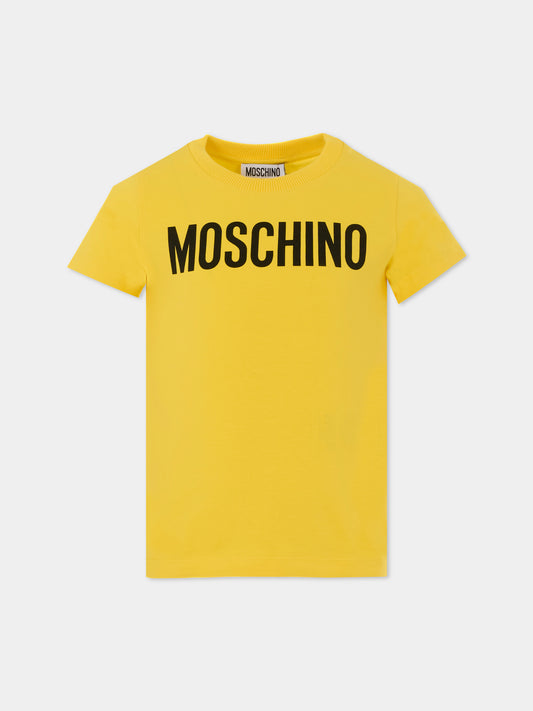 T-shirt gialla per bambini con logo,Moschino Kids,HUM05C LBA10 50577