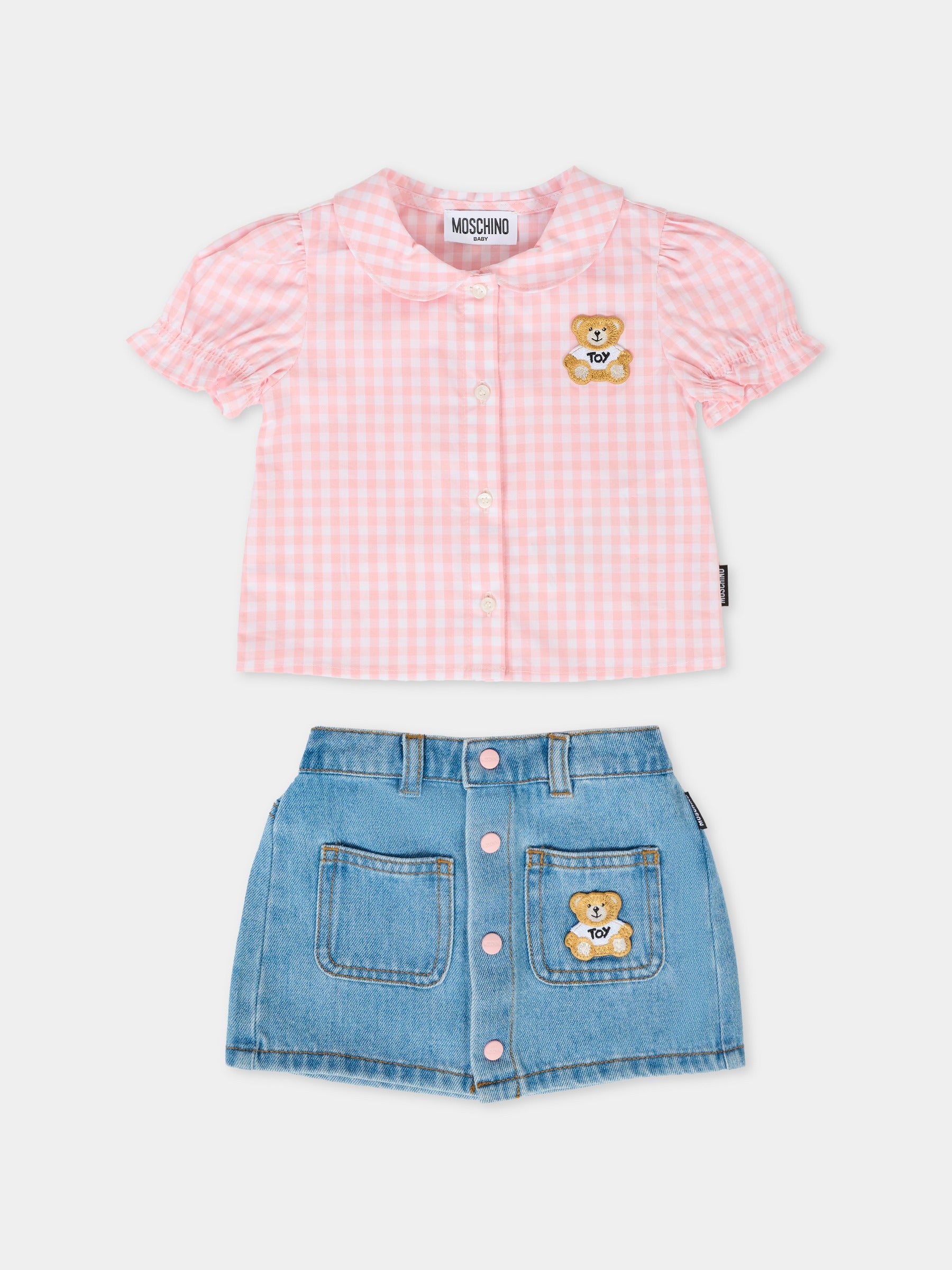 Completo rosa per neonata con Teddy Bear,Moschino Kids,MDG01B L0E34 41041