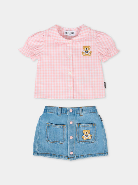 Completo rosa per neonata con Teddy Bear,Moschino Kids,MDG01B L0E34 41041