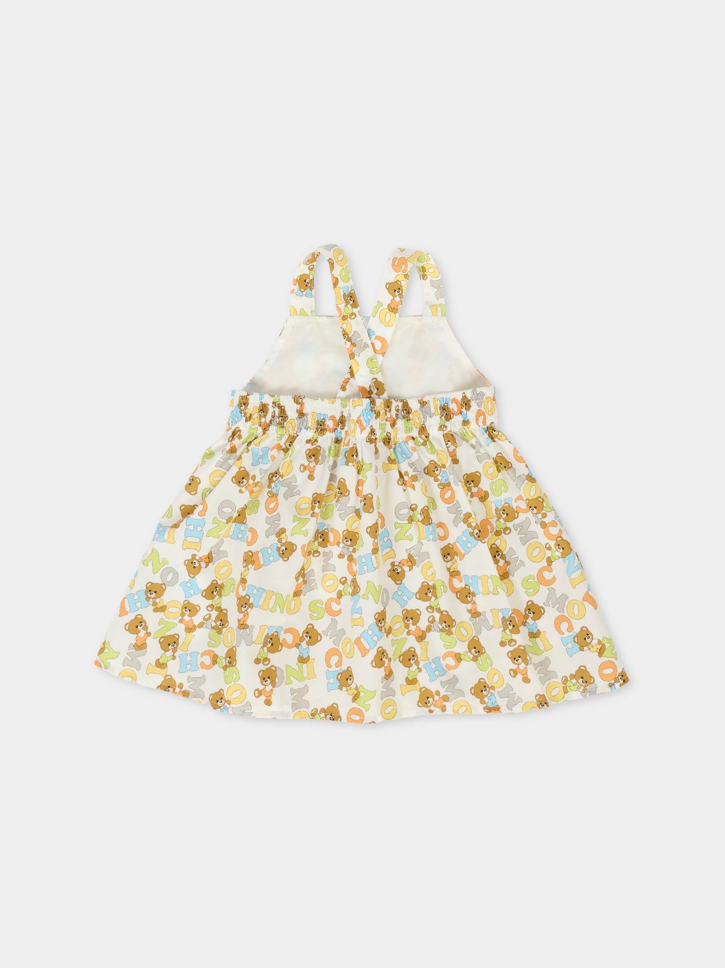 Vestito multicolor per neonata con Teddy Bear all over,Moschino Kids,MDV0C1 LLB43 83448