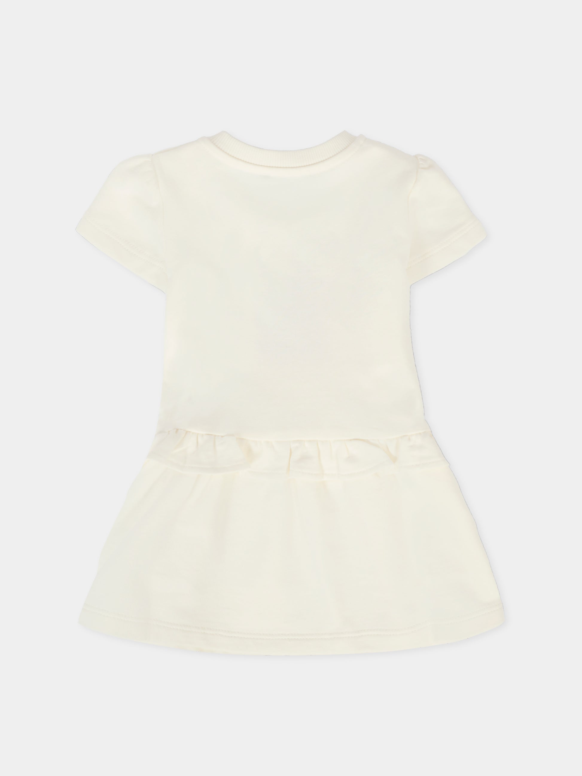 Vestito avorio per neonata con Teddy Bear ricamato,Moschino Kids,MDV0CF LCA19 10063