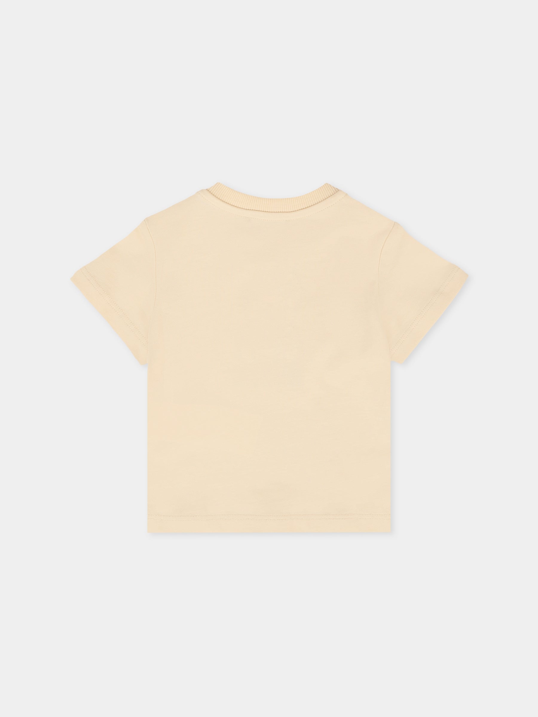 T-shirt beige per neonati con Teddy Bear ricamato,Moschino Kids,MPM047 LAA23 20404
