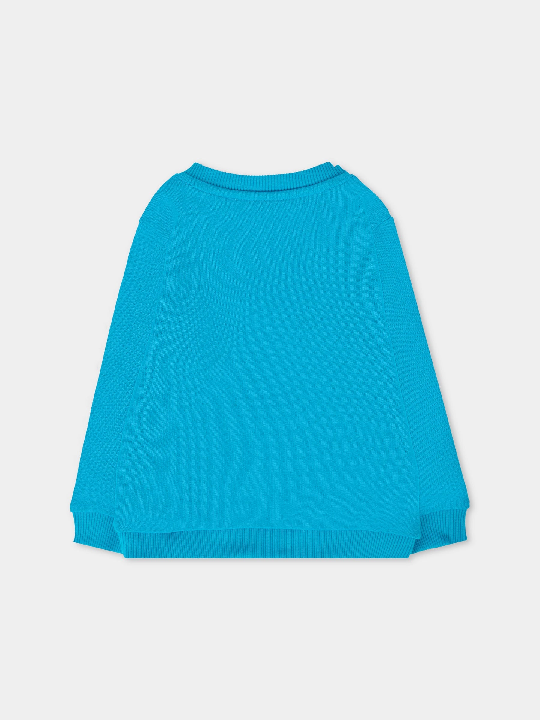 Felpa azzurra per neonato con logo,Moschino Kids,MUF05U LCA74 41047
