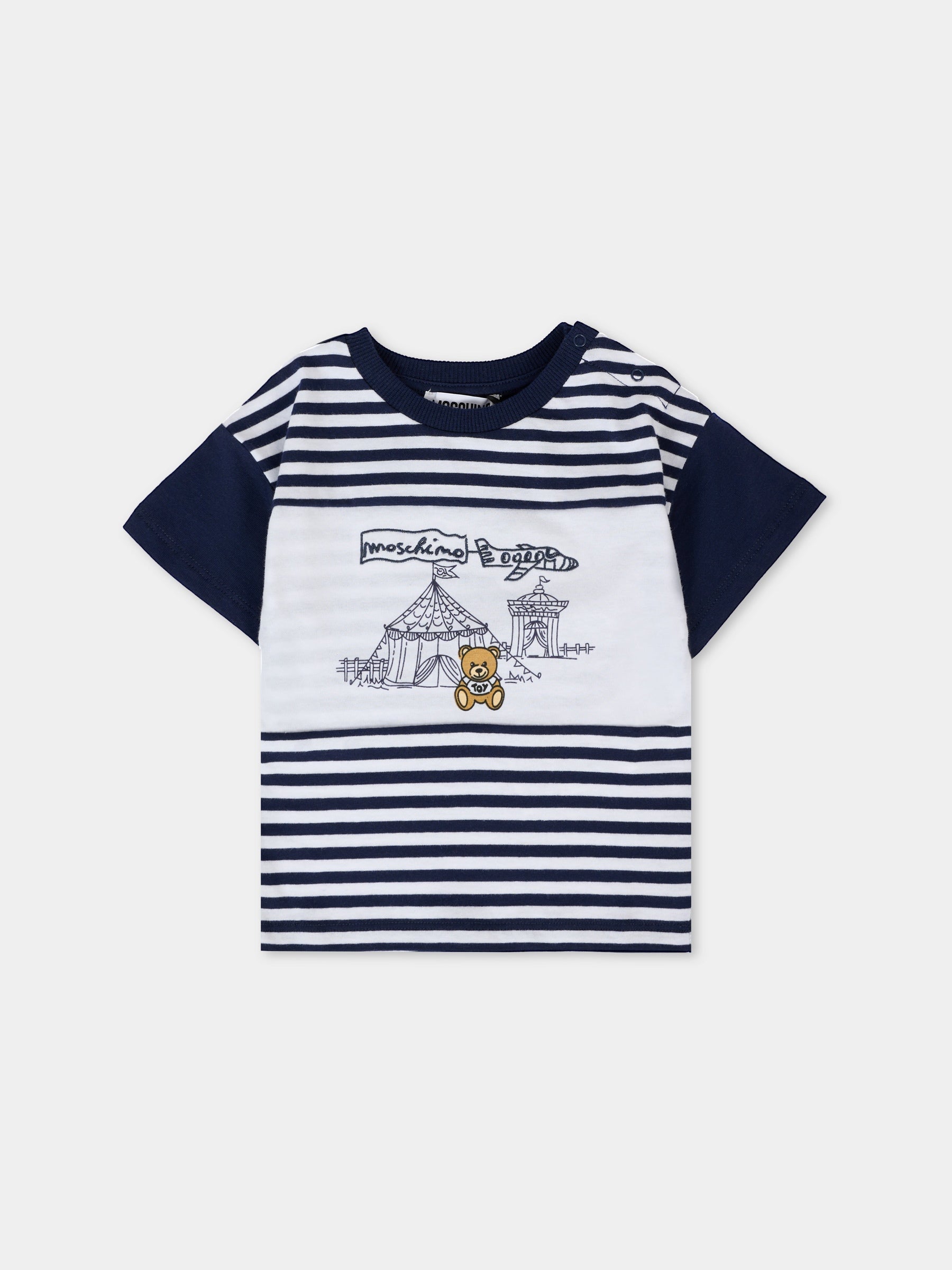 T-shirt blu per neonato con Teddy Bear,Moschino Kids,MUM046 LAE08 83442