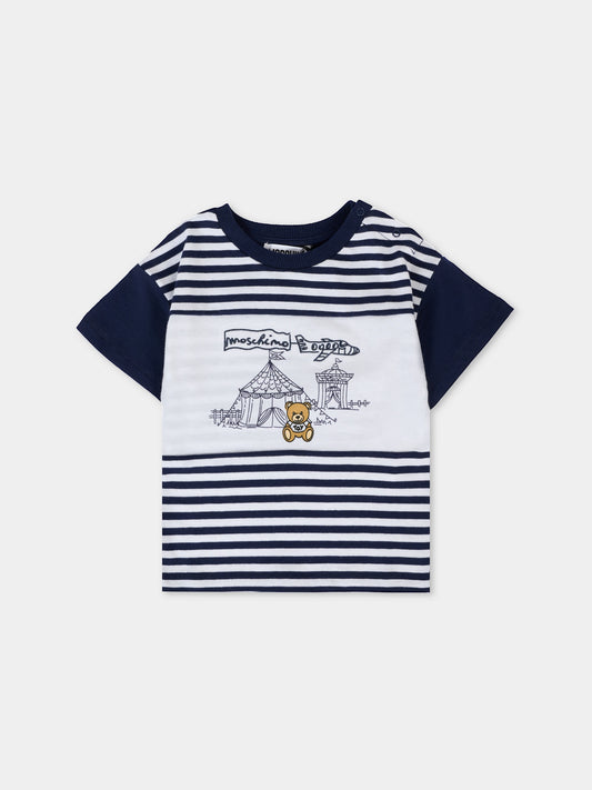 T-shirt blu per neonato con Teddy Bear,Moschino Kids,MUM046 LAE08 83442