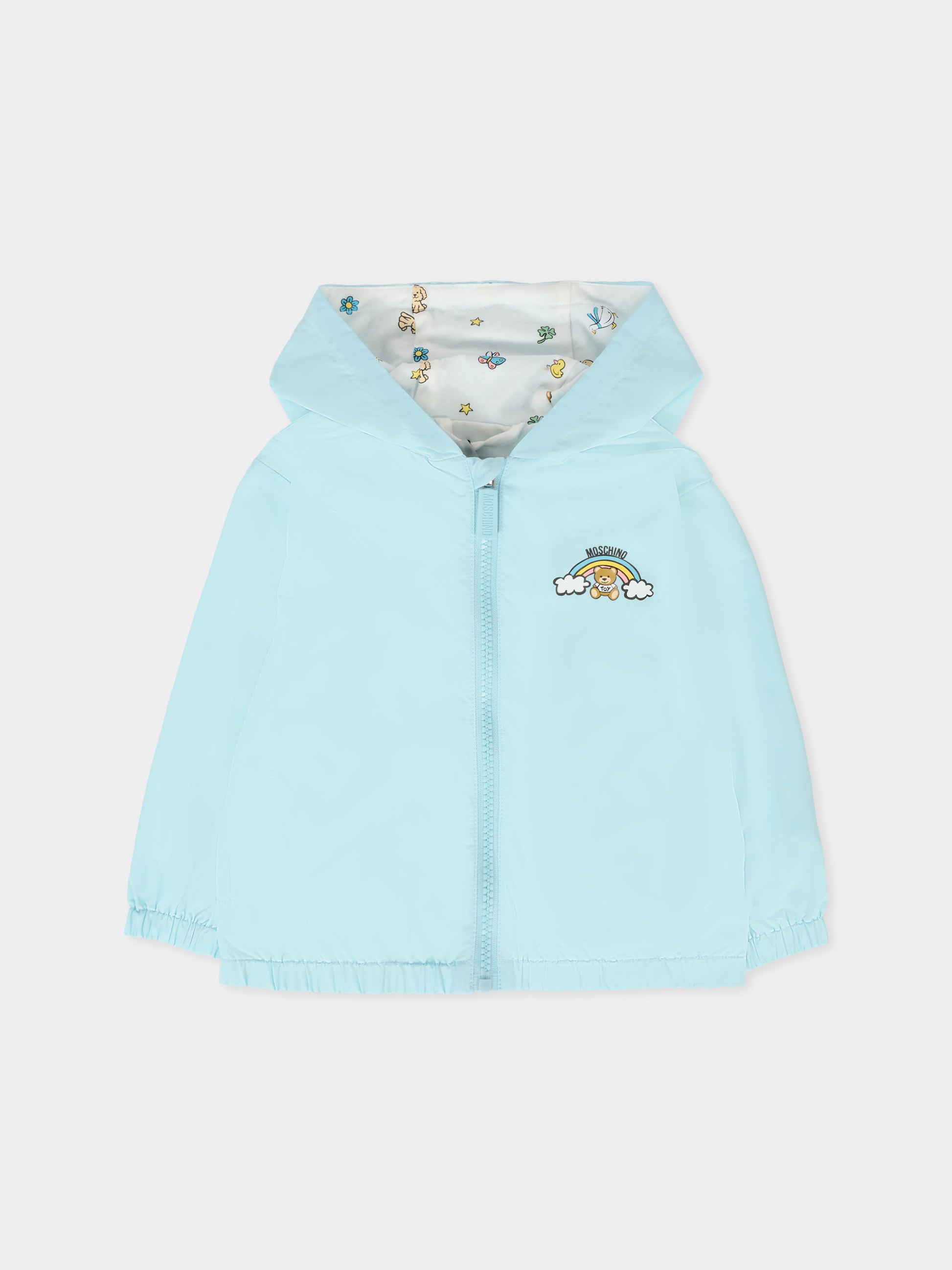 Giacca a vento celeste per neonato con Teddy Bear,Moschino Kids,MUS02V L3A39 40304