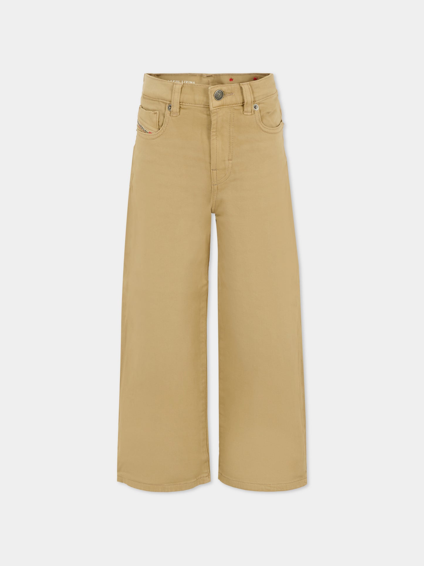 Pantaloni beige per bambina con logo,Diesel,J01275 KXBPH K744