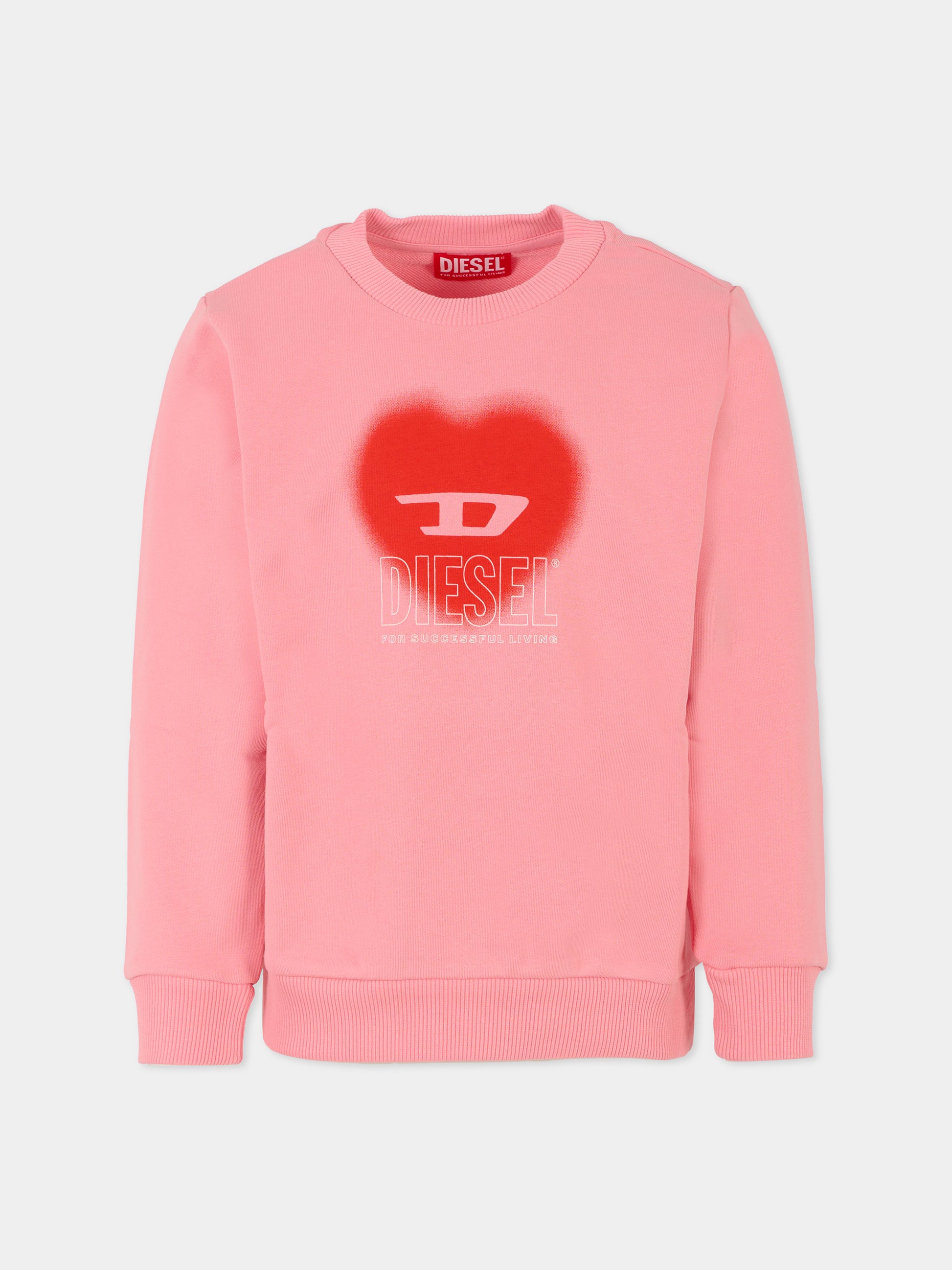 Felpa rosa per bambina con cuore,Diesel,J02230 0JFAV K310