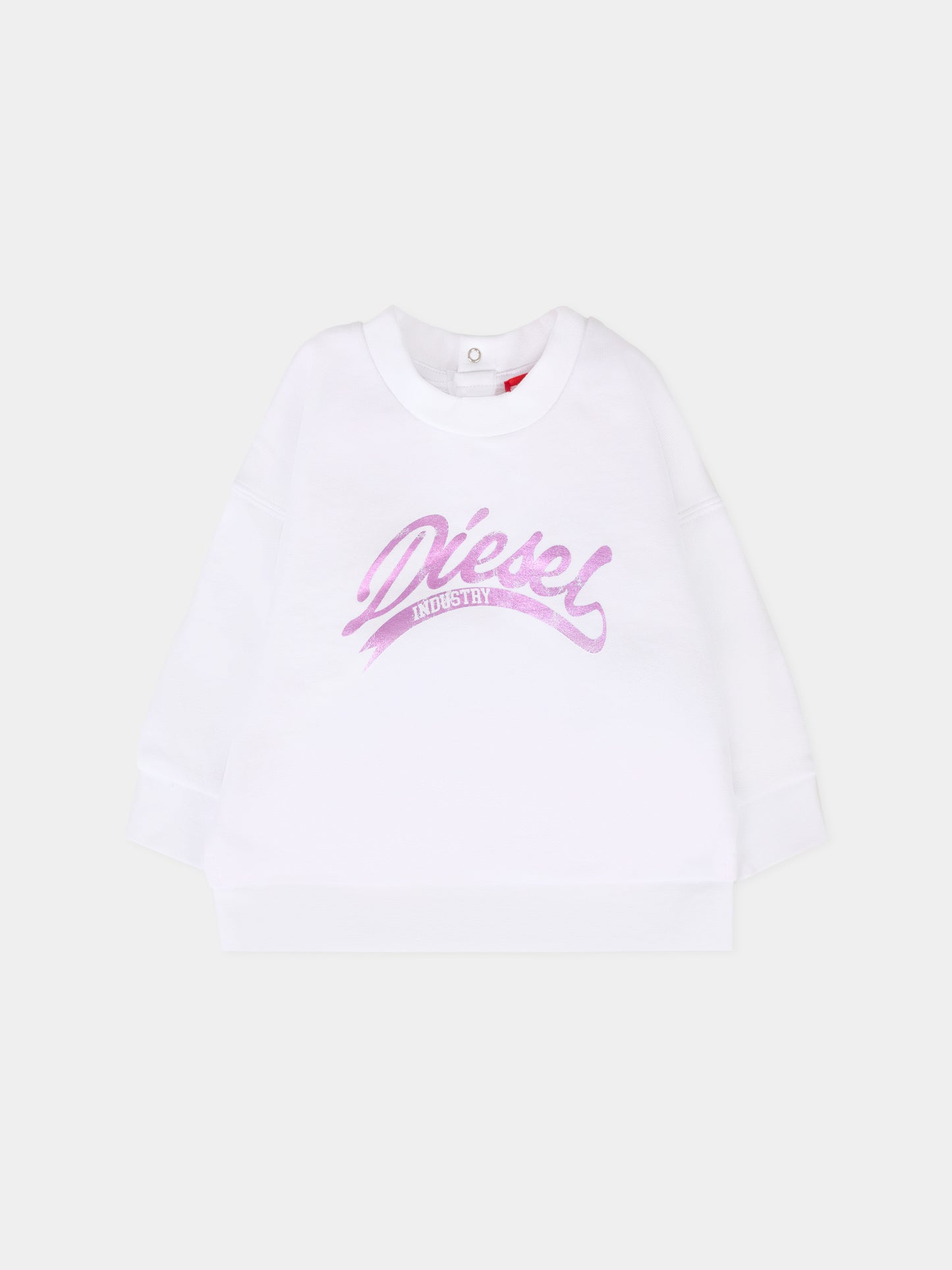 Felpa bianca per neonata con logo,Diesel,K00634 KYAX3 K100