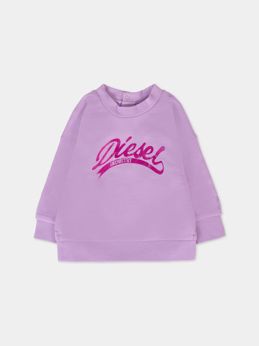 Felpa lilla per neonata con logo,Diesel,K00634 KYAX3 K64A