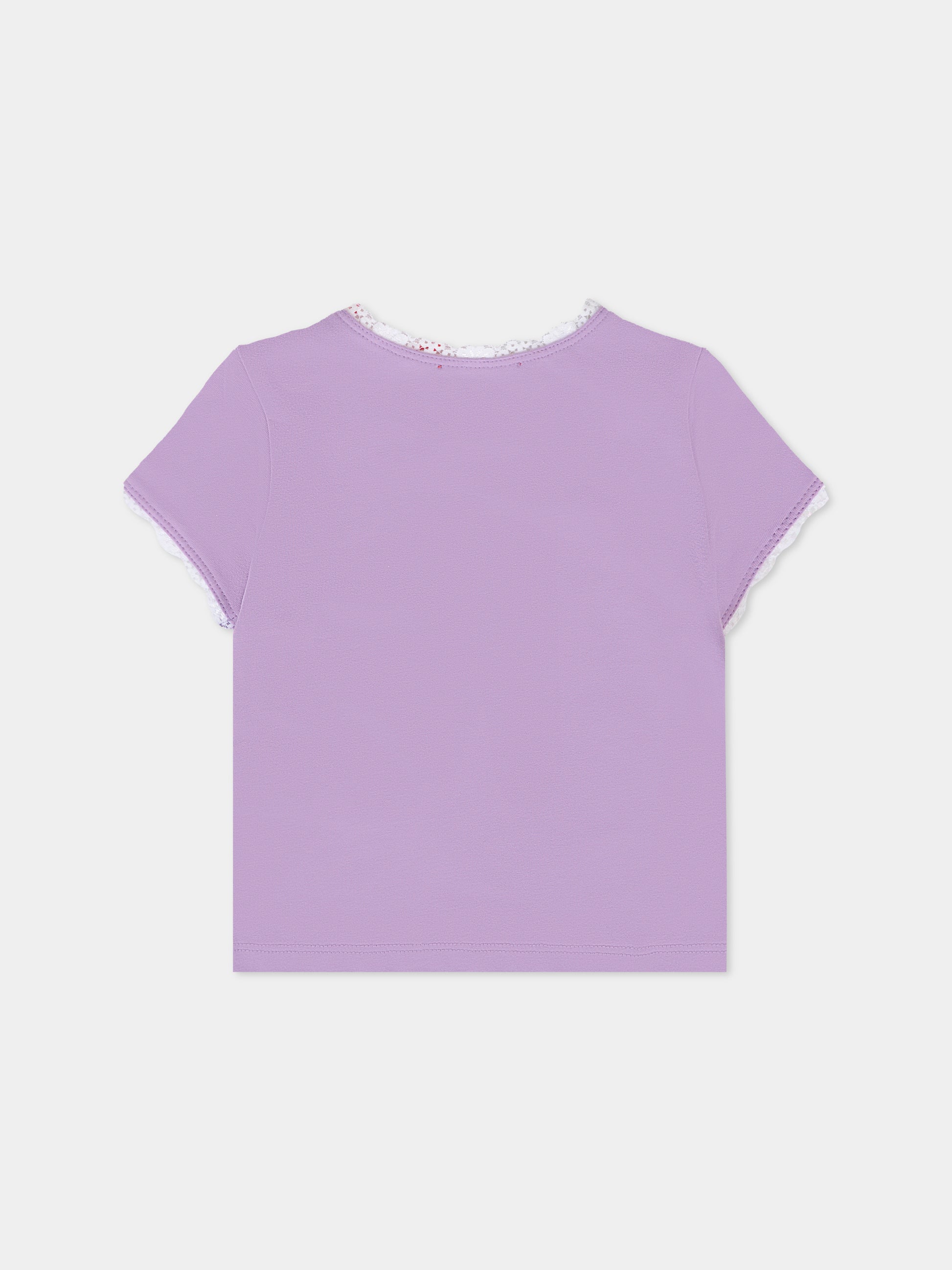 T-shirt lilla per neonata con stampa occhiali,Diesel,K00636 0AFAA K64A