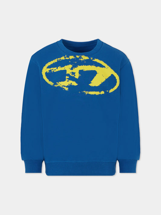 Felpa blu per bambino con logo,Diesel,J02213 KYAQK K823