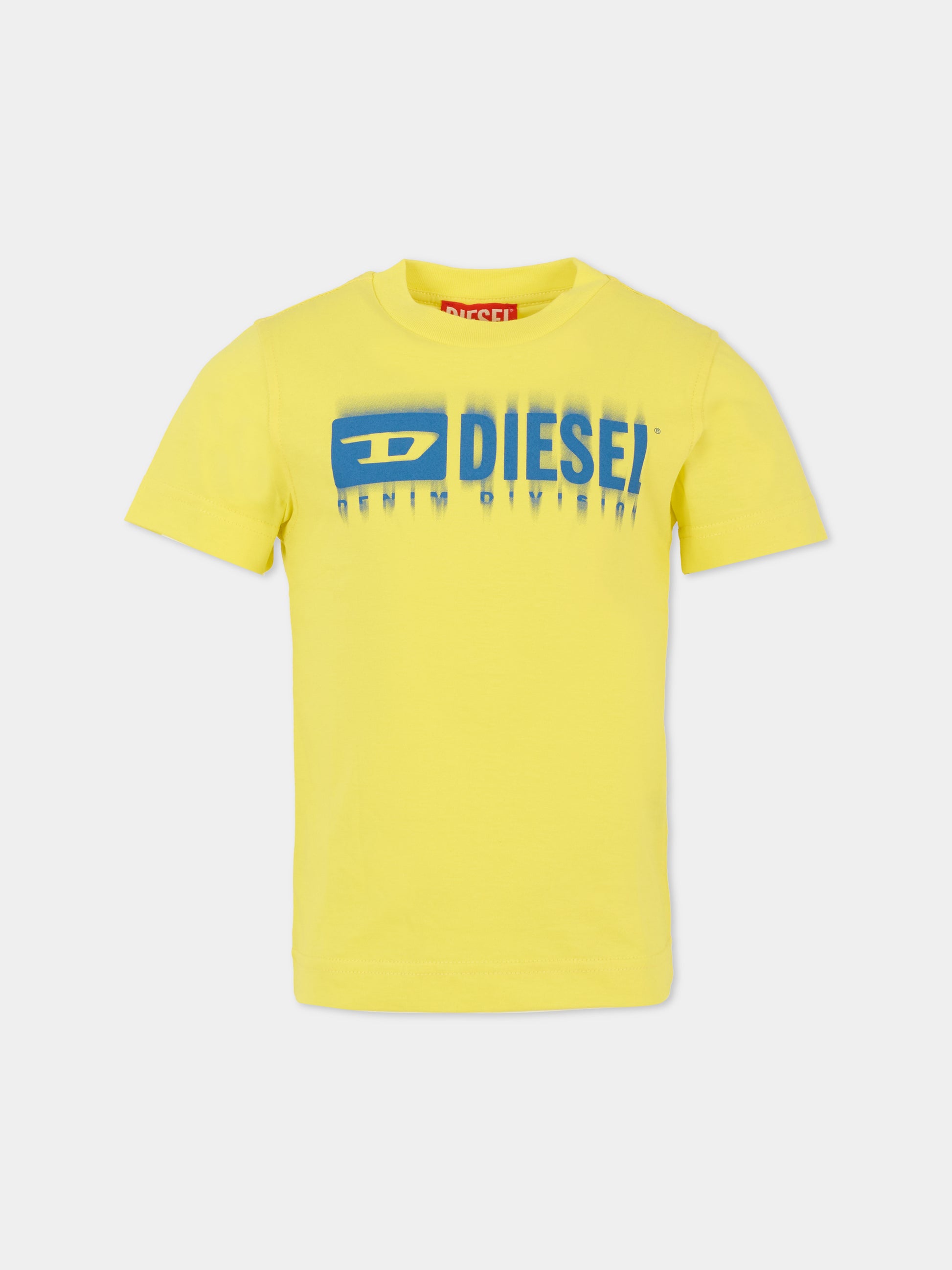 T-shirt gialla per bambino con logo,Diesel,J02033 00YI9 K208