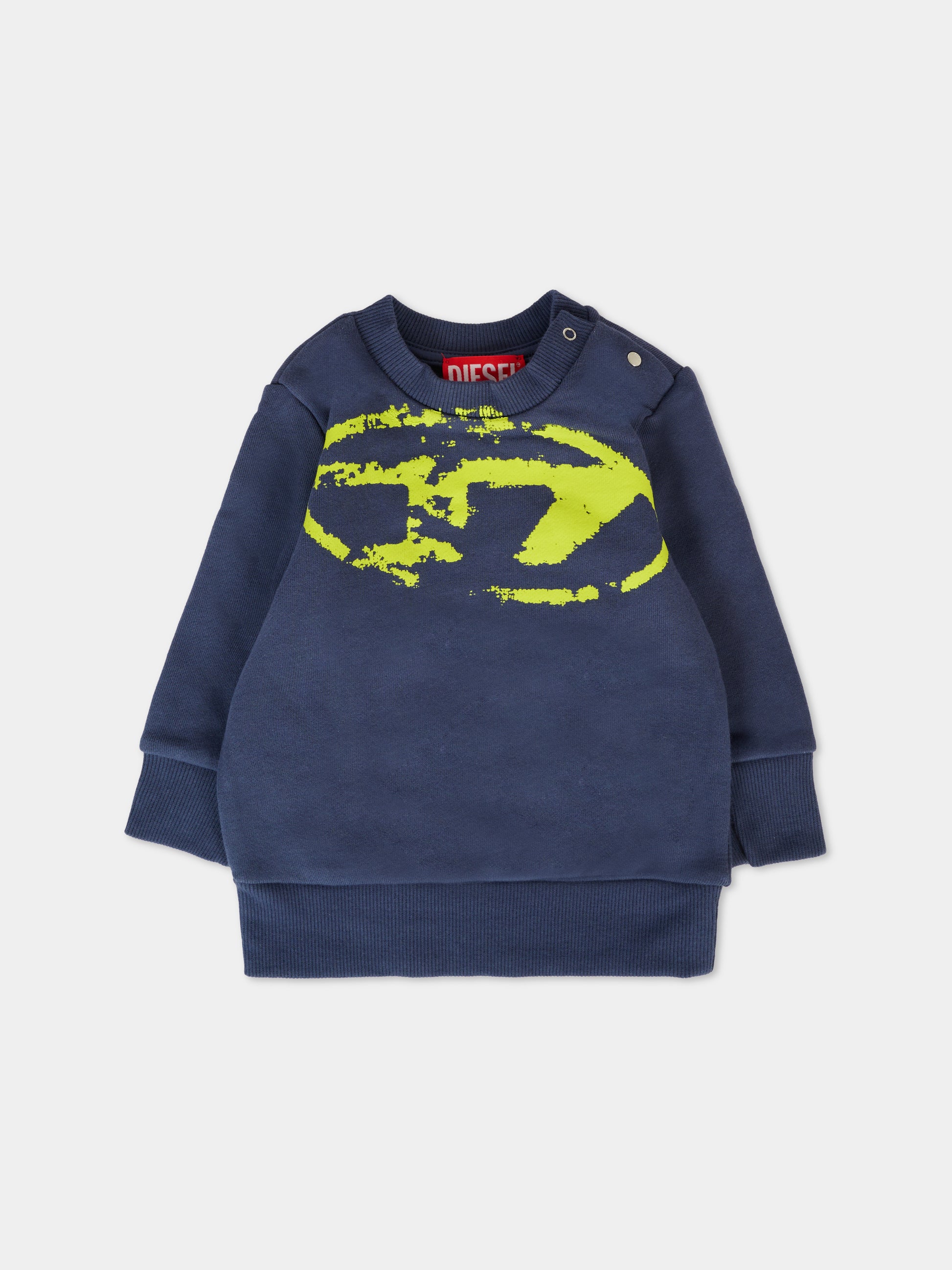 Felpa blu per neonato con logo,Diesel,K00631 KYAQK K8AT