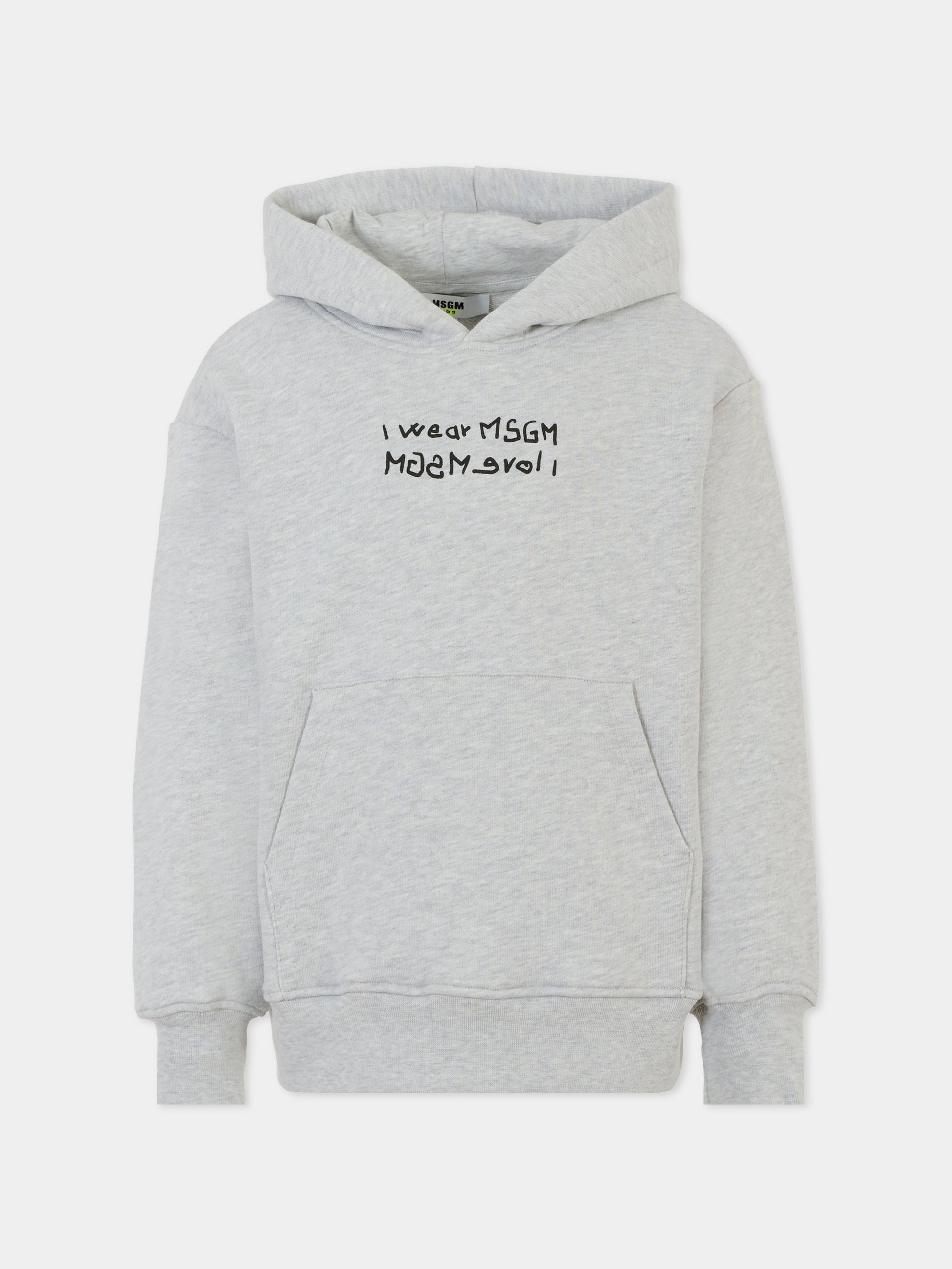 Felpa grigia per bambino con scritta,Msgm Kids,S5MSJBHS040 107