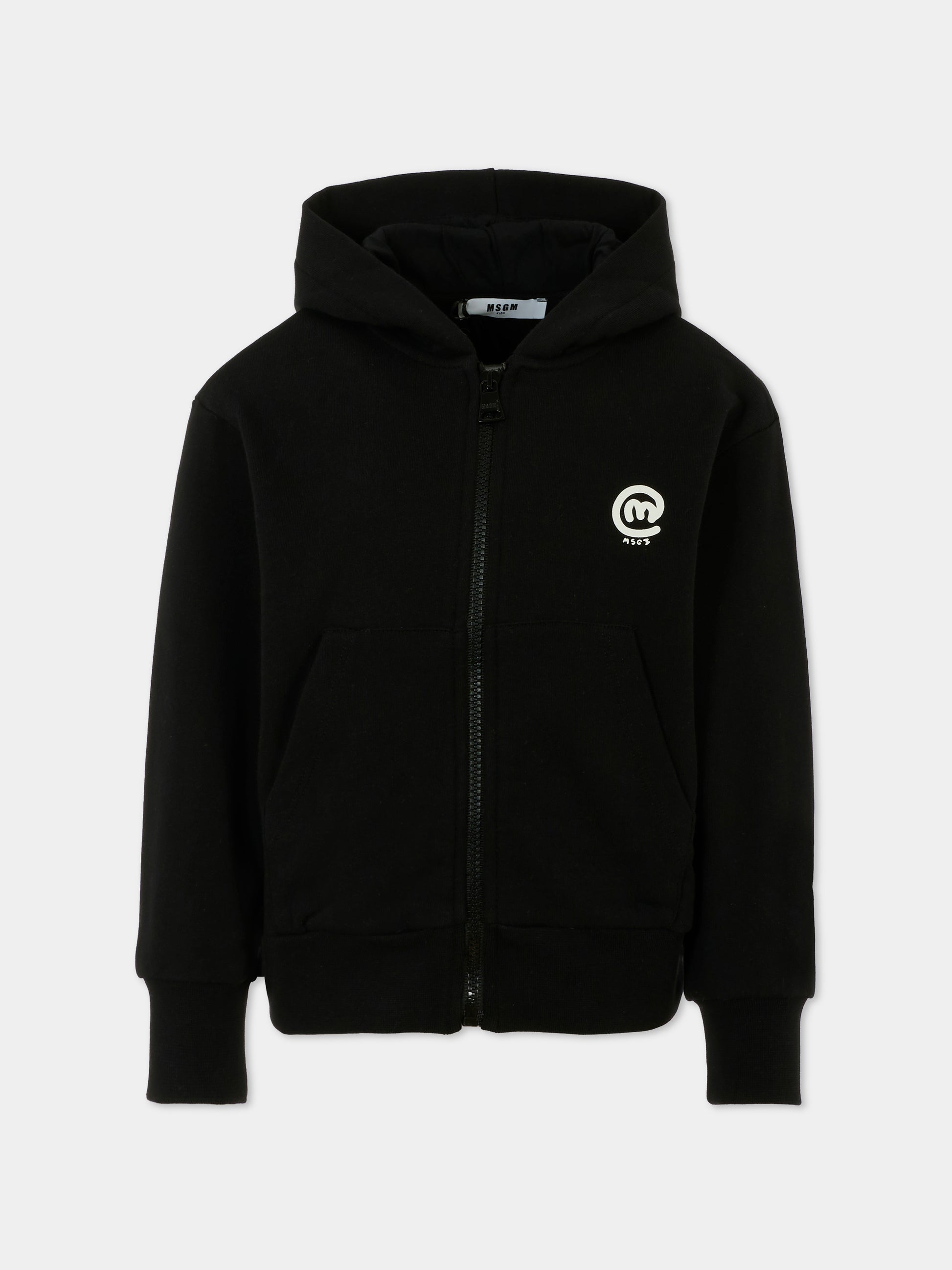 Felpa nera per bambino con logo,Msgm Kids,S5MSJBZH276 110