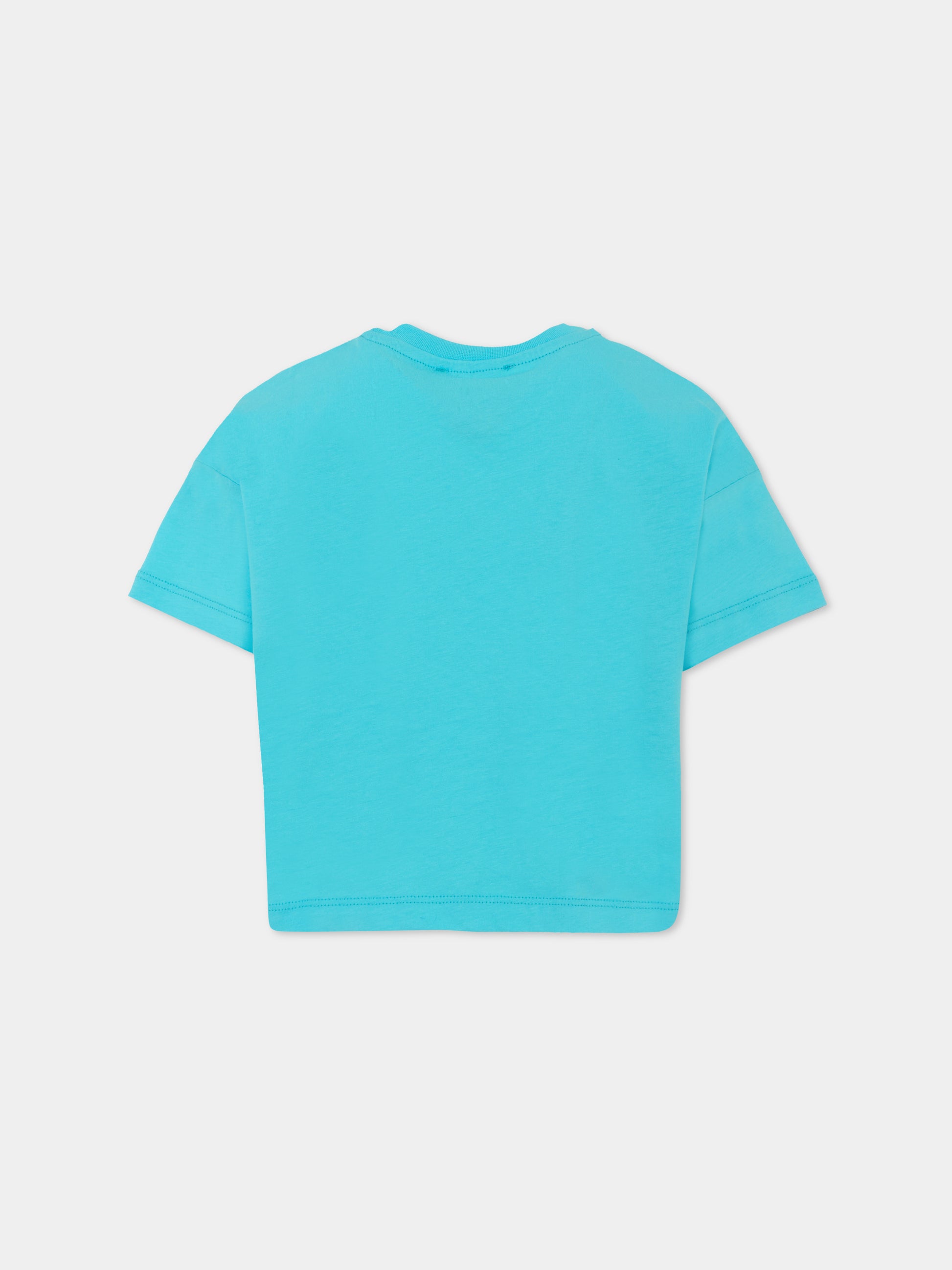 T-shirt azzurra per bambino con logo,Msgm Kids,S5MSJGTH217 MS005