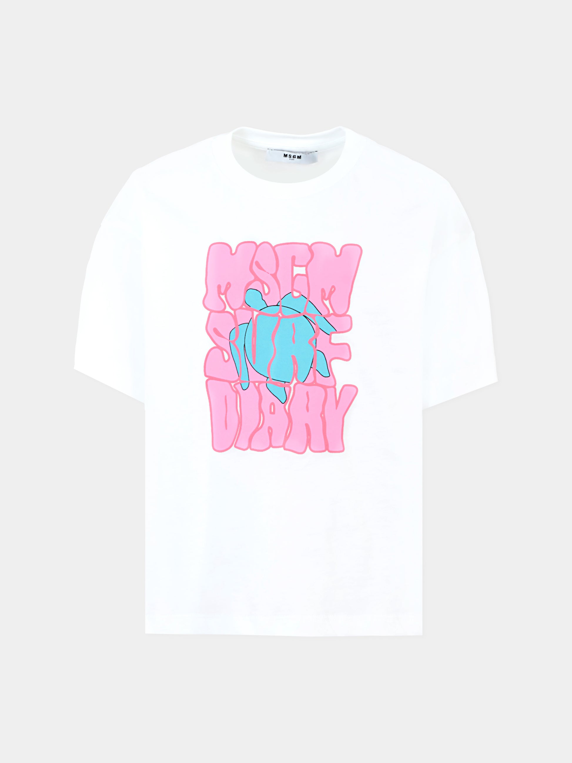 T-shirt bianca per bambina con logo,Msgm Kids,S5MSJGTH243 001