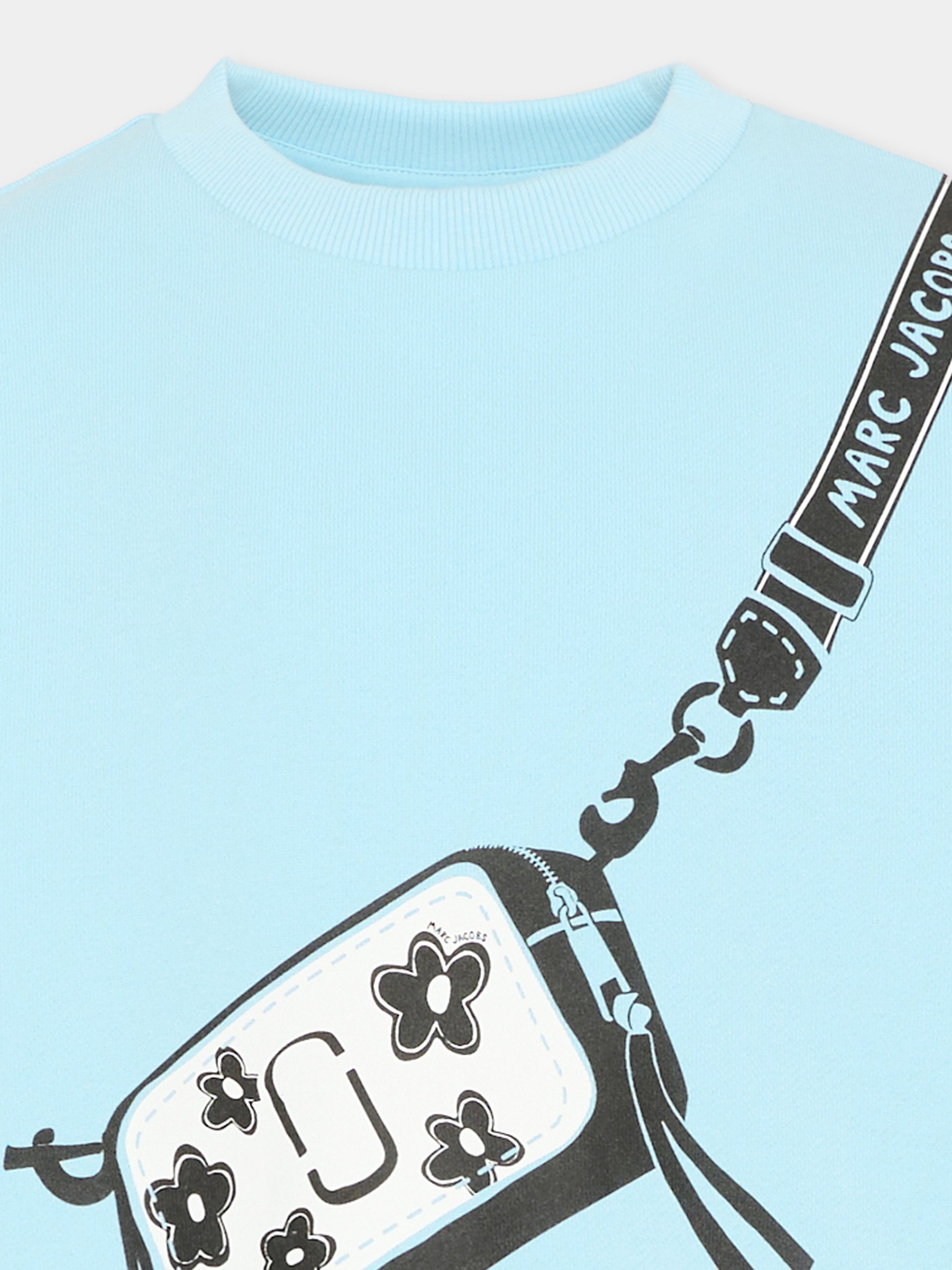 Felpa celeste per bambina con stampa borsa,Marc Jacobs,W60753 77B