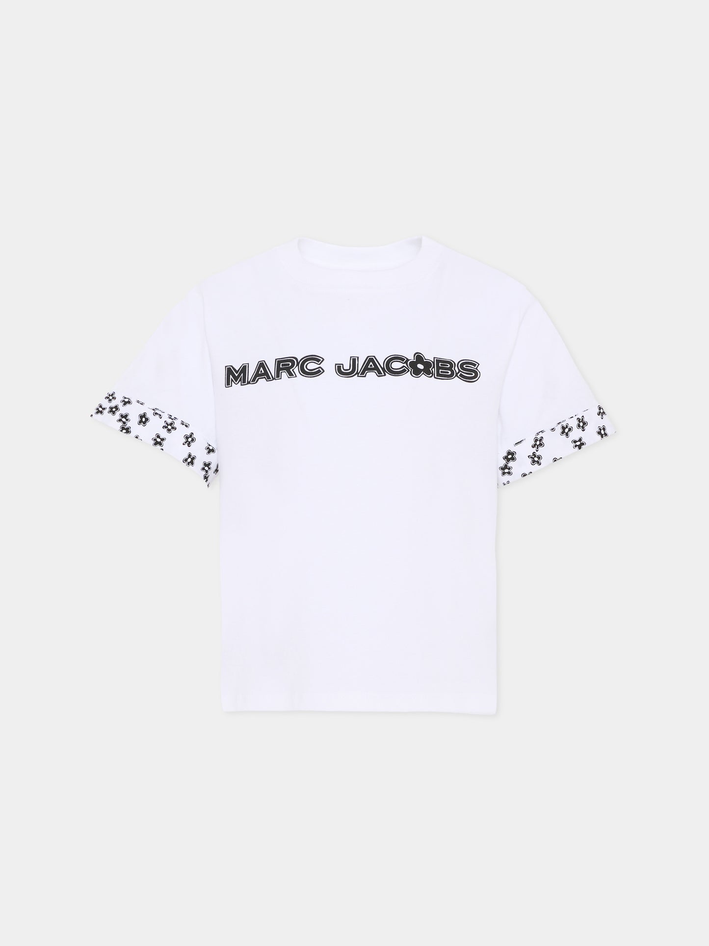 T-shirt bianca per bambina con logo e margherite,Marc Jacobs,W60741 10P