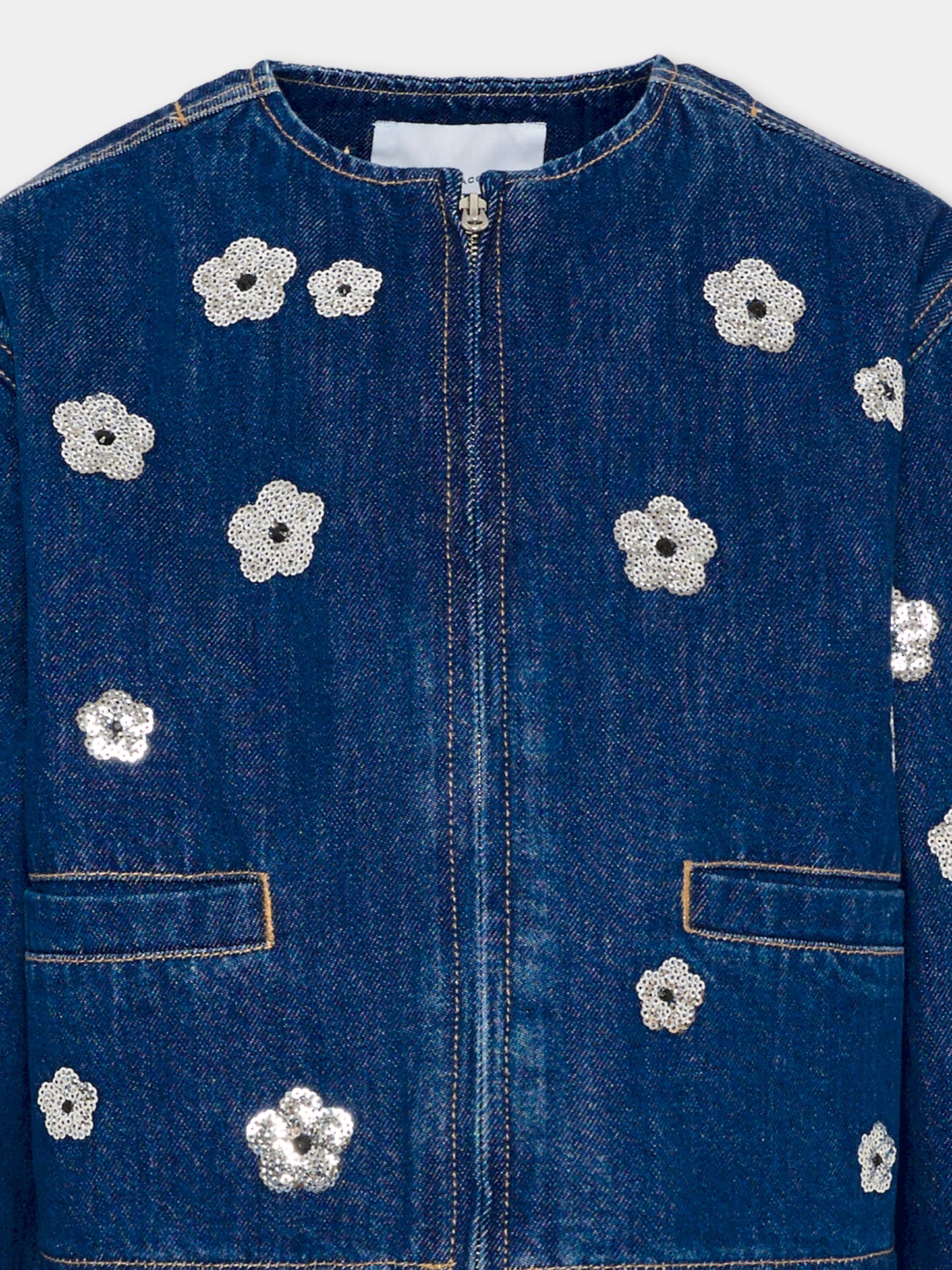 Giubbotto di jeans denim per bambina con margherite,Marc Jacobs,W60750 Z10