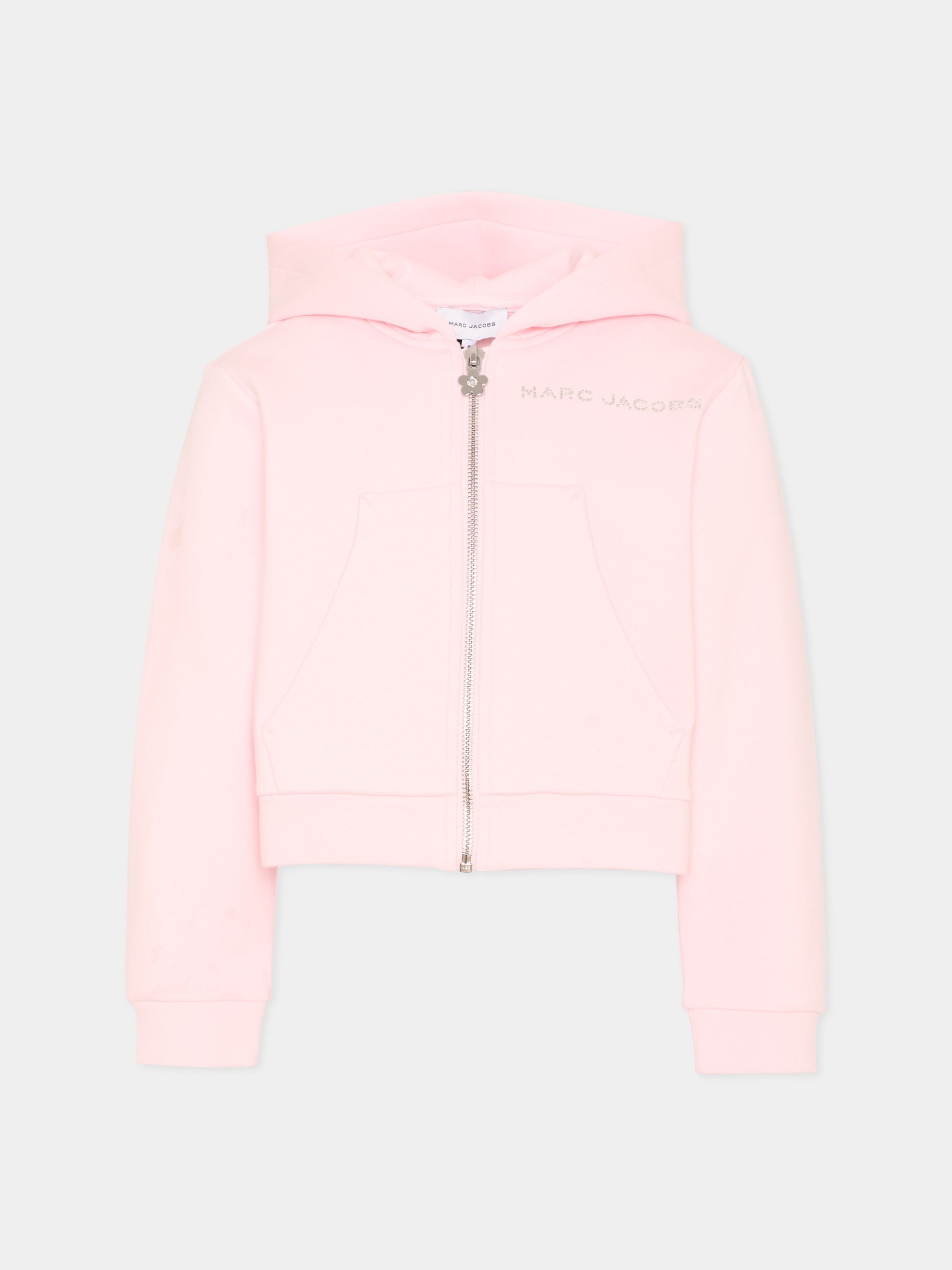 Felpa rosa per bambina con logo strass,Marc Jacobs,W60752 475