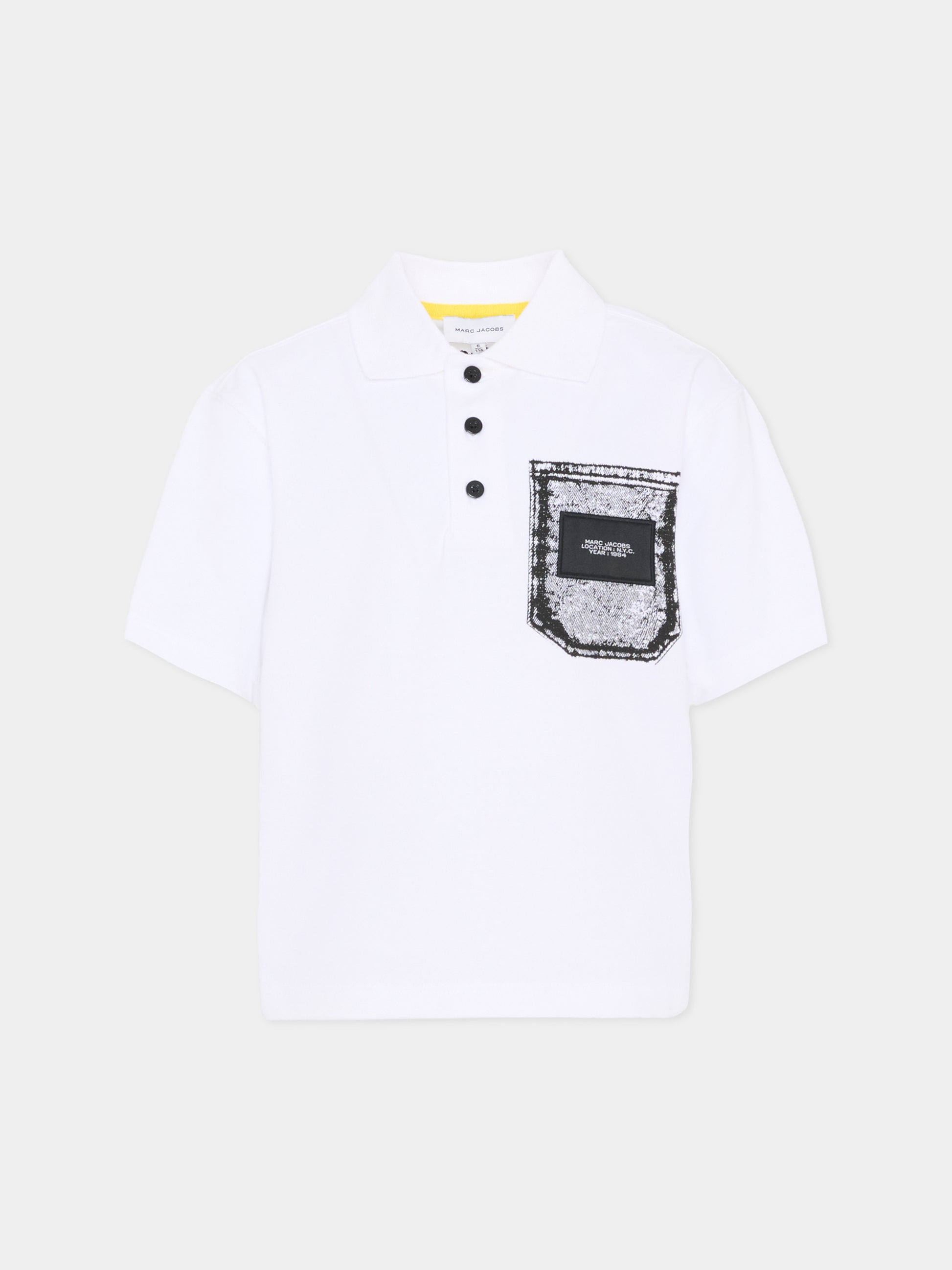 Polo bianca per bambino con stampa tasca,Marc Jacobs,W60768 10P