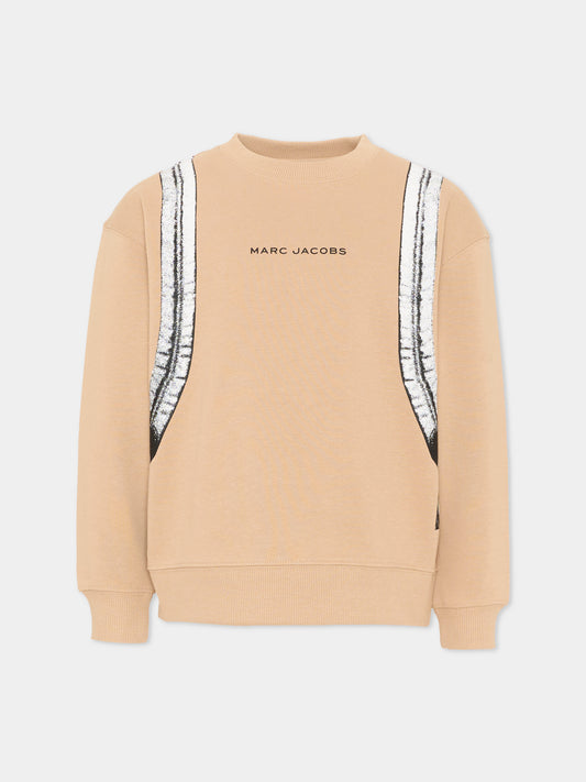 Felpa beige per bambino con stampa zaino,Marc Jacobs,W60798 215