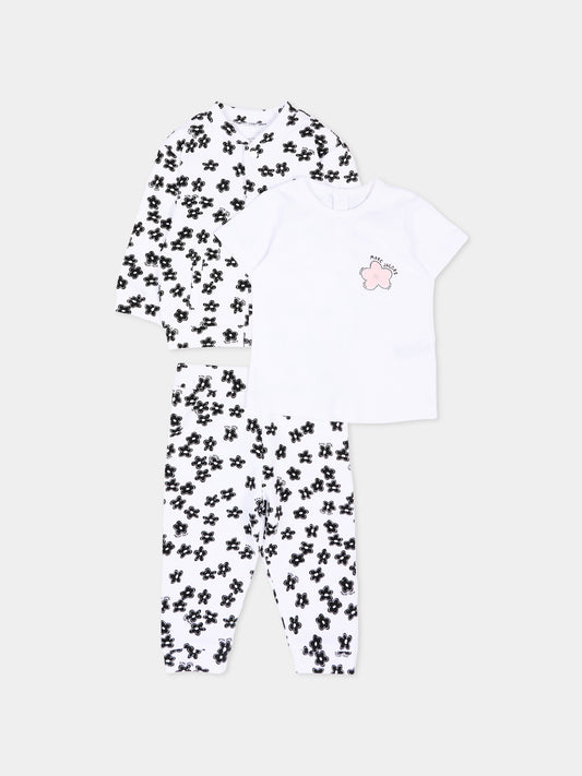 Completo sportivo bianco per neonata con fiori,Marc Jacobs,W60811 10P