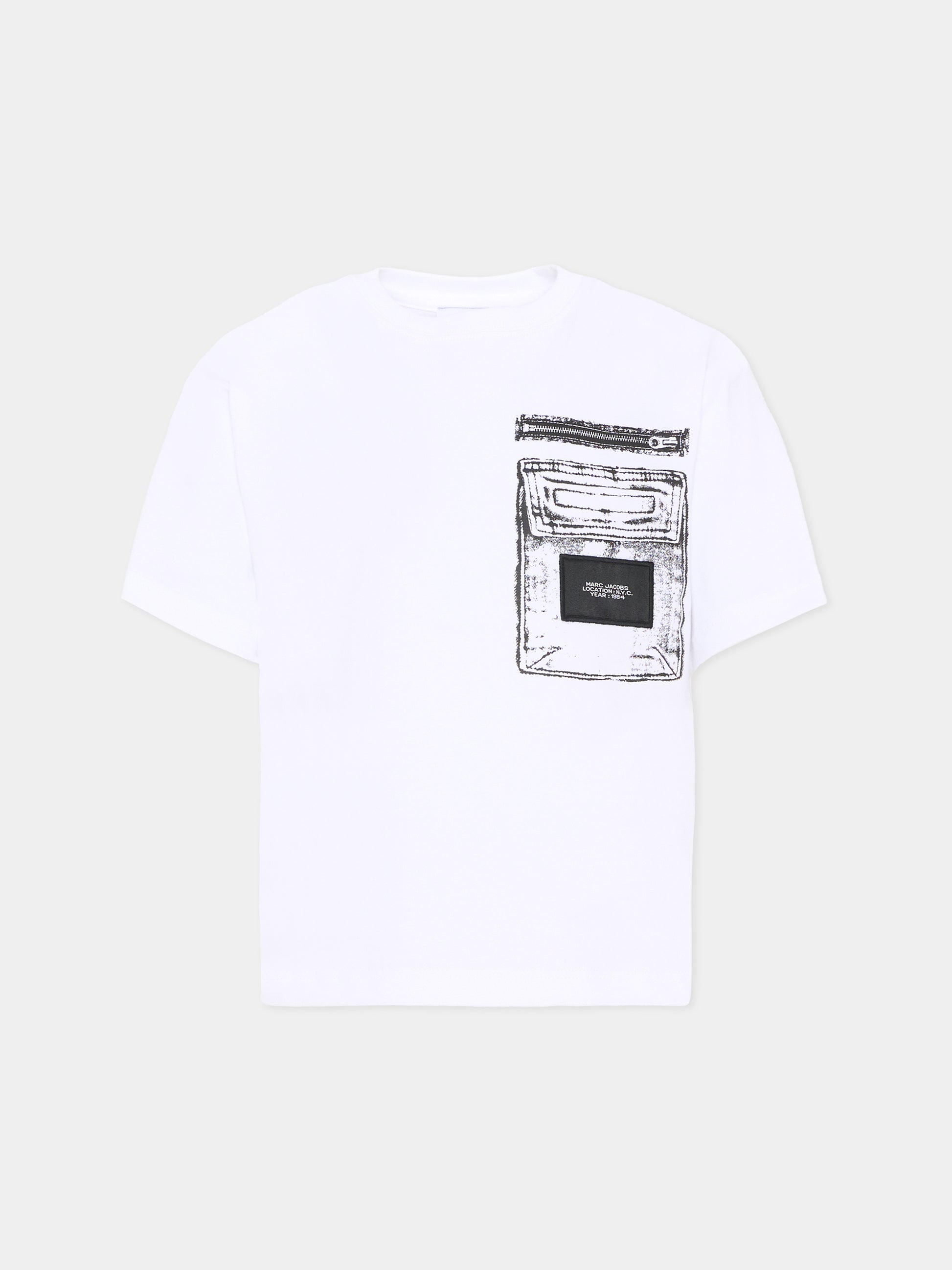 T-shirt bianca per bambino con stampa tasca,Marc Jacobs,W60846 10P