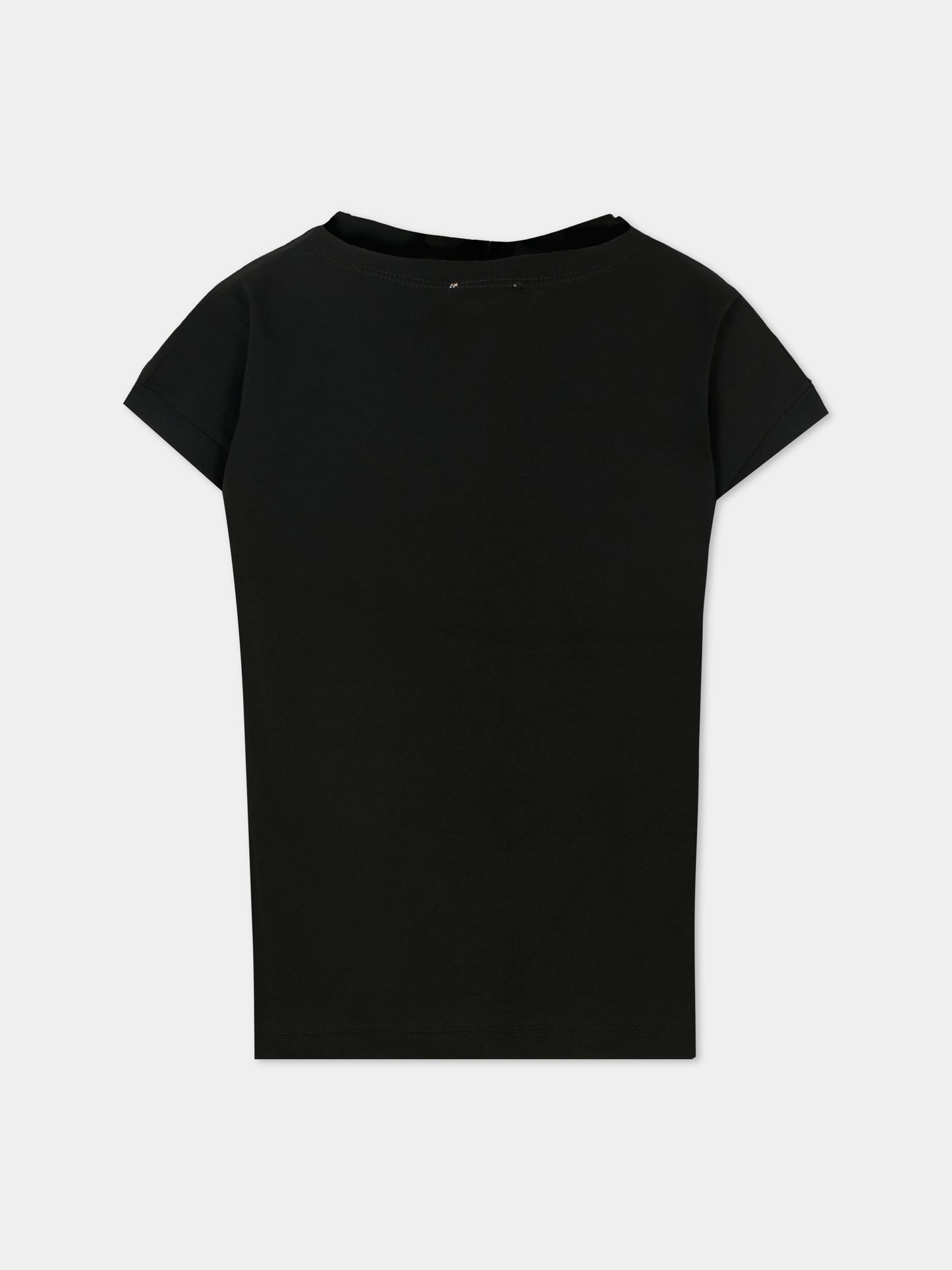 T-shirt nera per bambina con logo,N°21 Kids,N2102E N0153 0N900