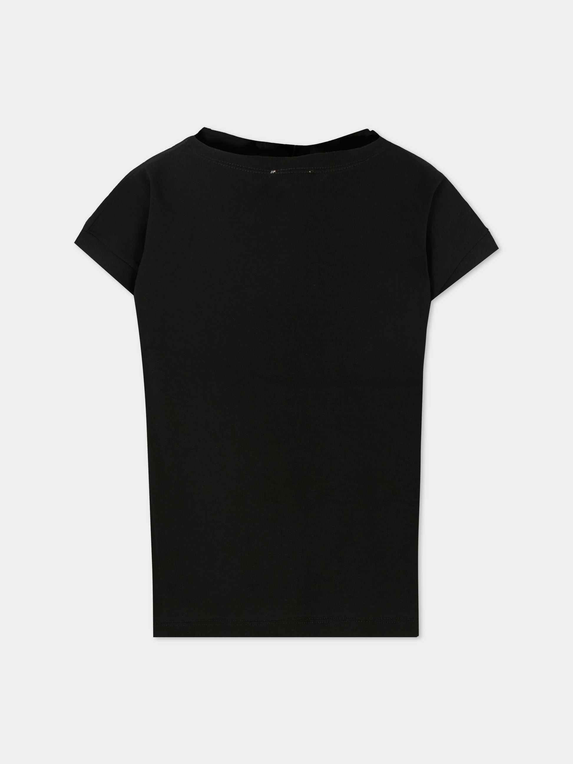 T-shirt nera per bambina con logo,N°21 Kids,N2102E N0153 0N900